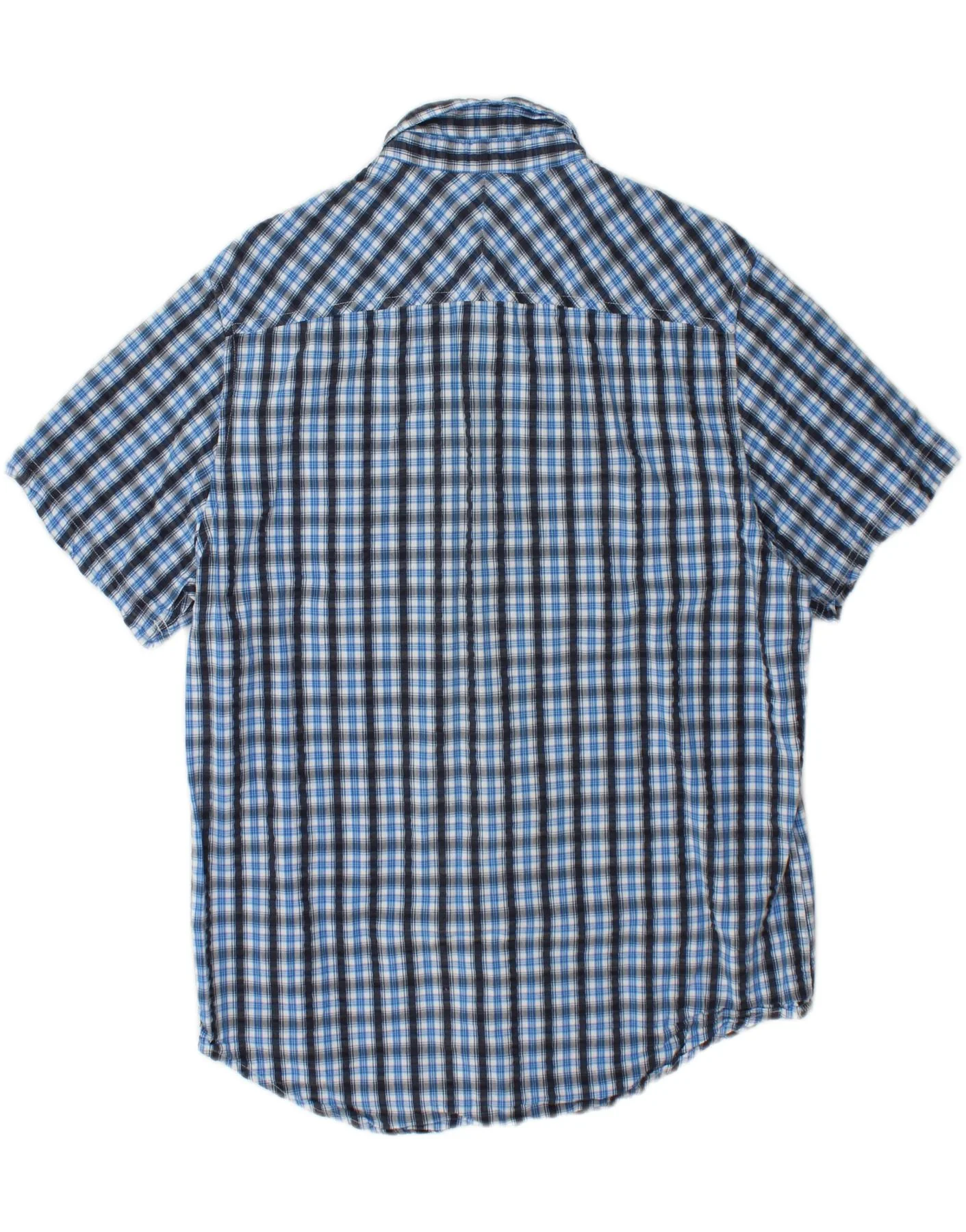 TIMBERLAND Mens Short Sleeve Regular Fit Shirt Large Blue Check Cotton - Image 2