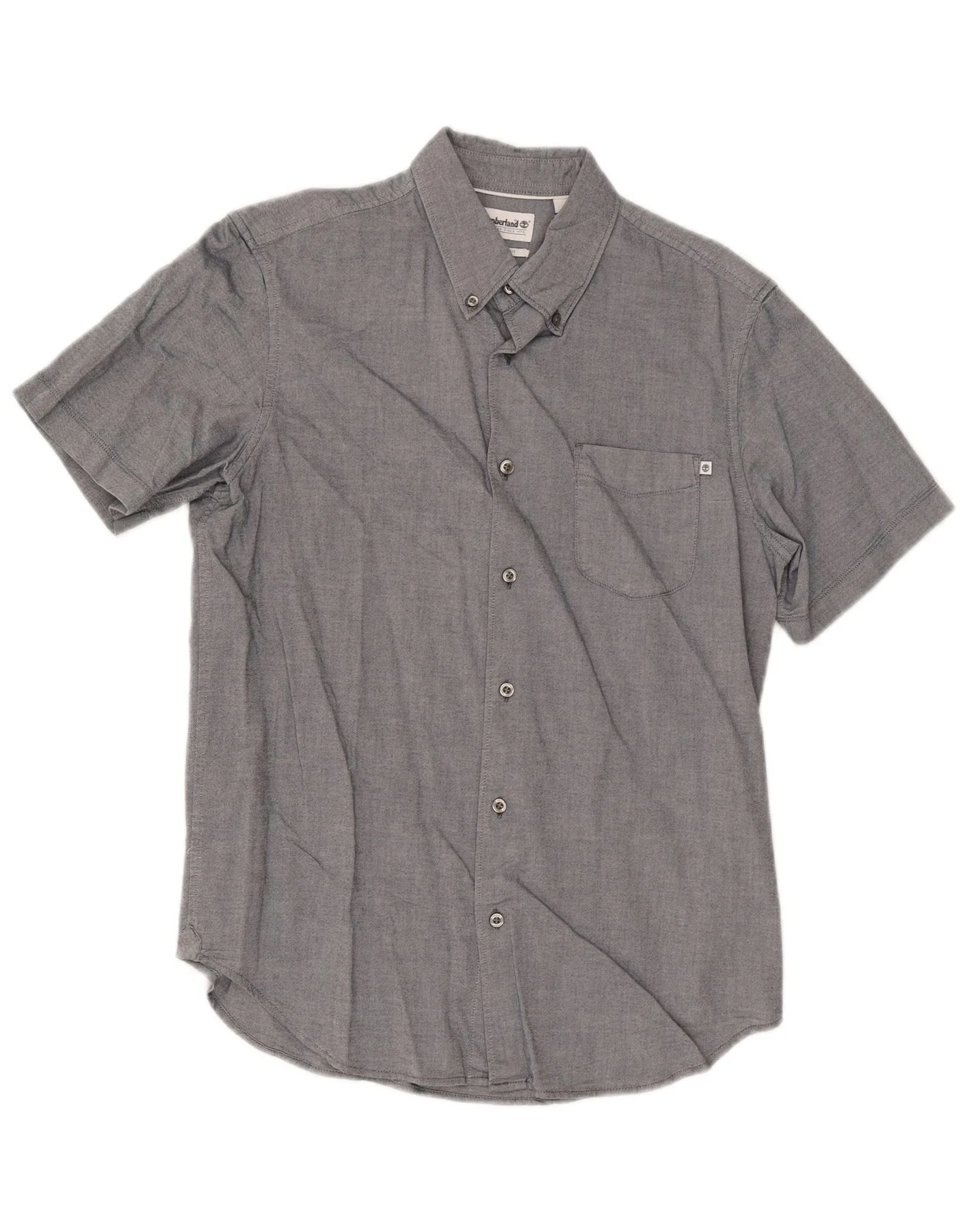 Timberland Mens Short Sleeve Regular Fit Shirt Medium Grey Cotton