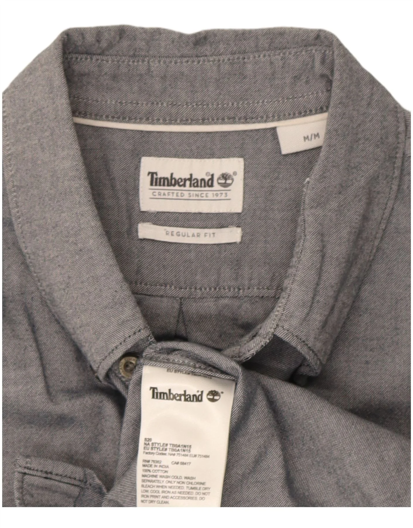 Timberland Mens Short Sleeve Regular Fit Shirt Medium Grey Cotton - Image 3