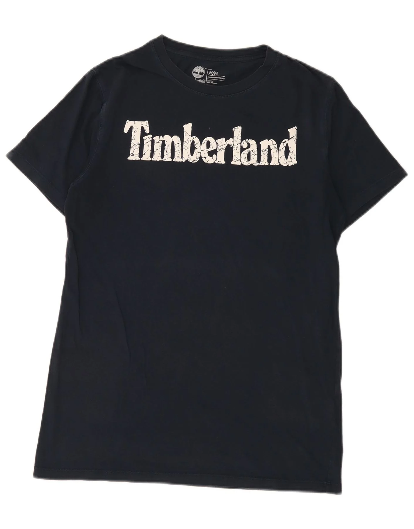 Timberland Mens Slim Fit Graphic T-Shirt Top Medium Navy Blue Cotton