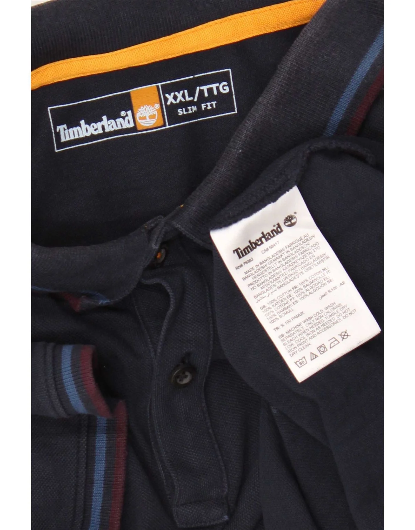 Timberland Mens Slim Fit Polo Shirt 2XL Navy Blue Cotton - Image 4