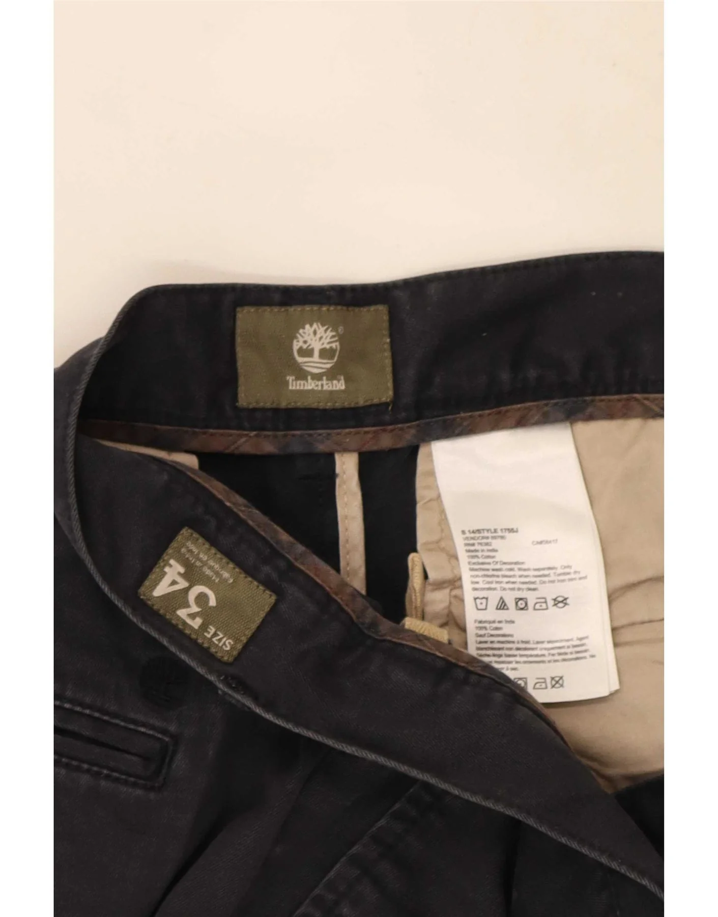 Timberland Mens Straight Chino Trousers W34 L32 Navy Blue Cotton - Image 4