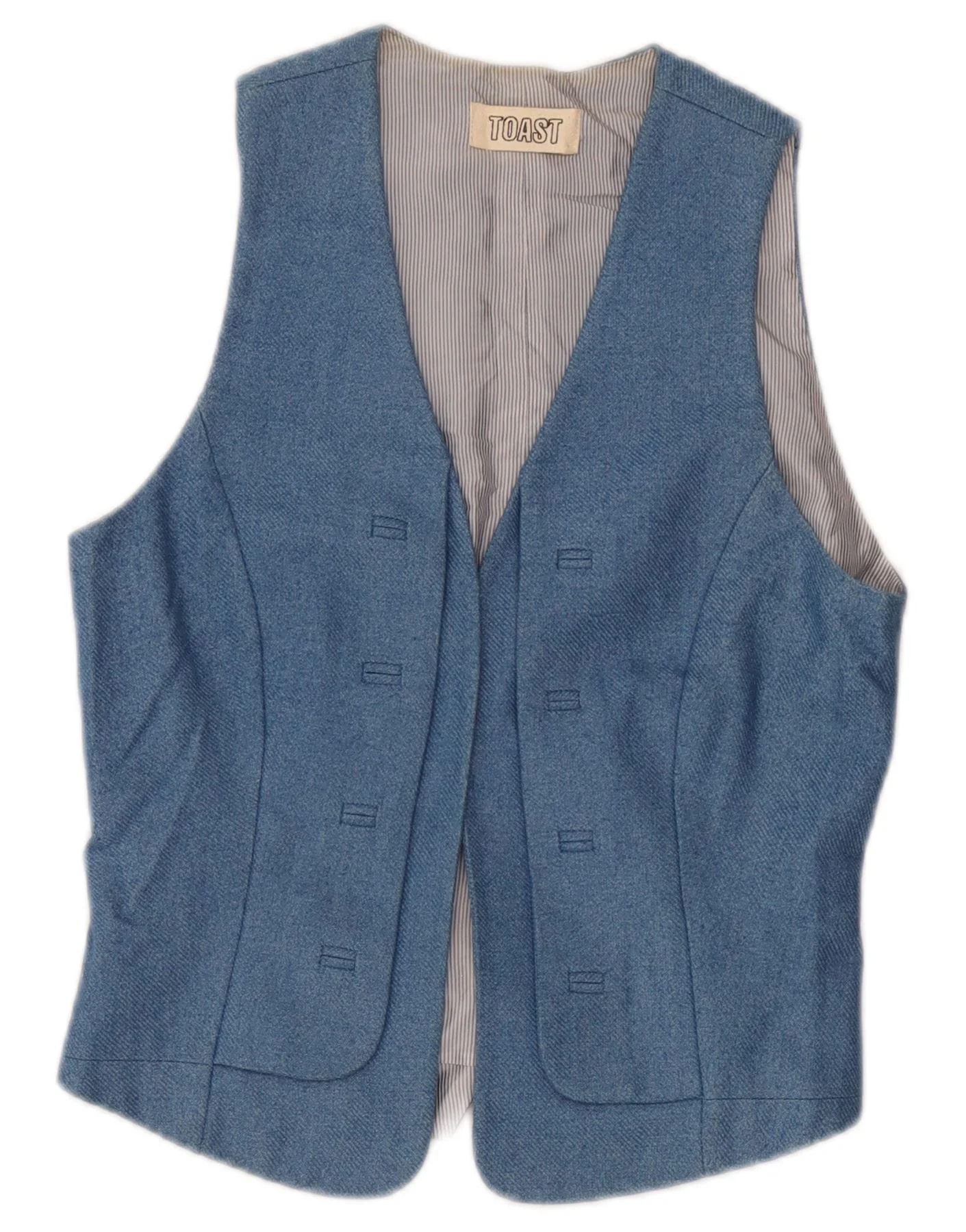 Toast Womens OPEN Waistcoat UK 6 XS Blue Cotton