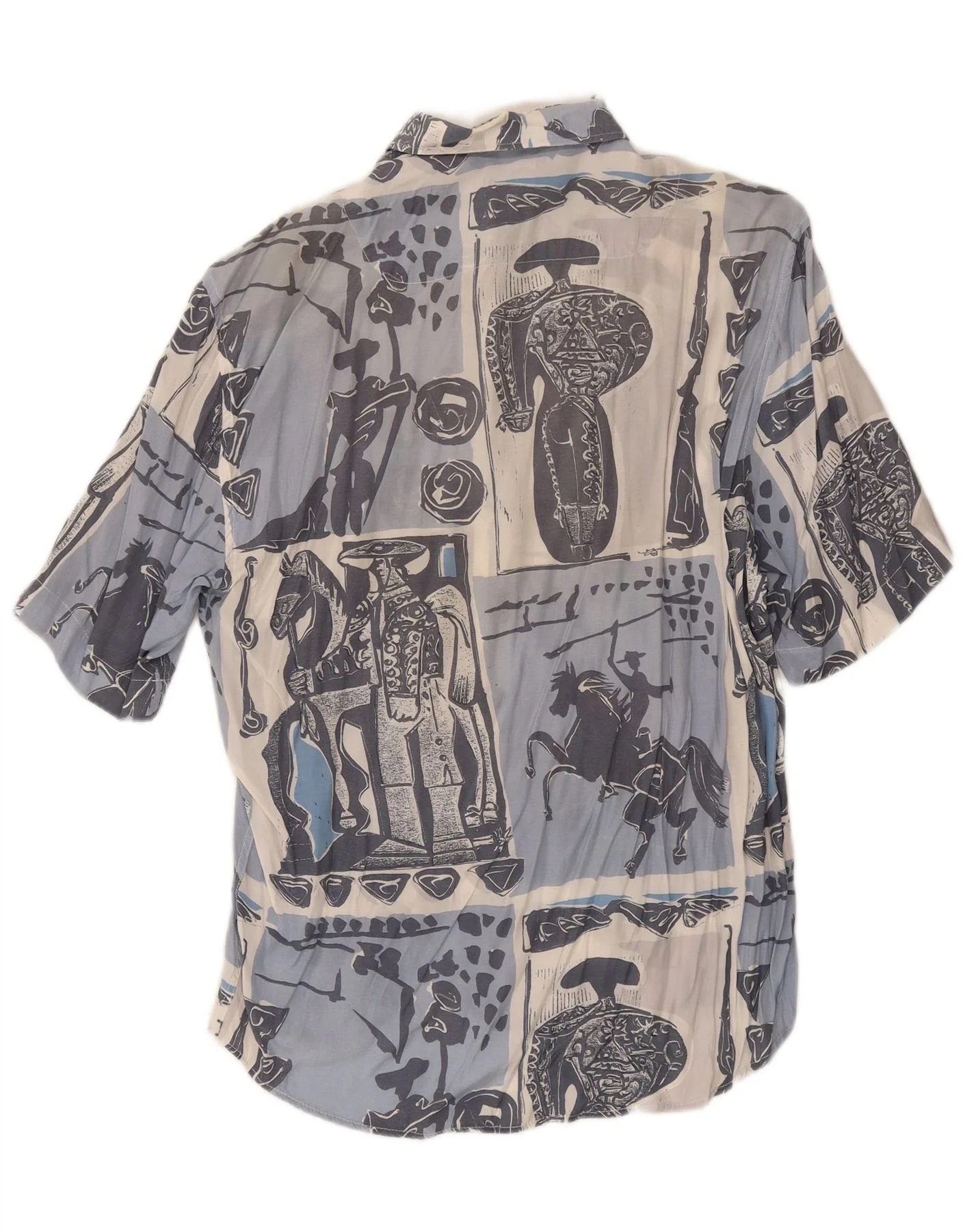 Togo Mens Graphic Short Sleeve Shirt XL Blue Patchwork Cotton - Image 2