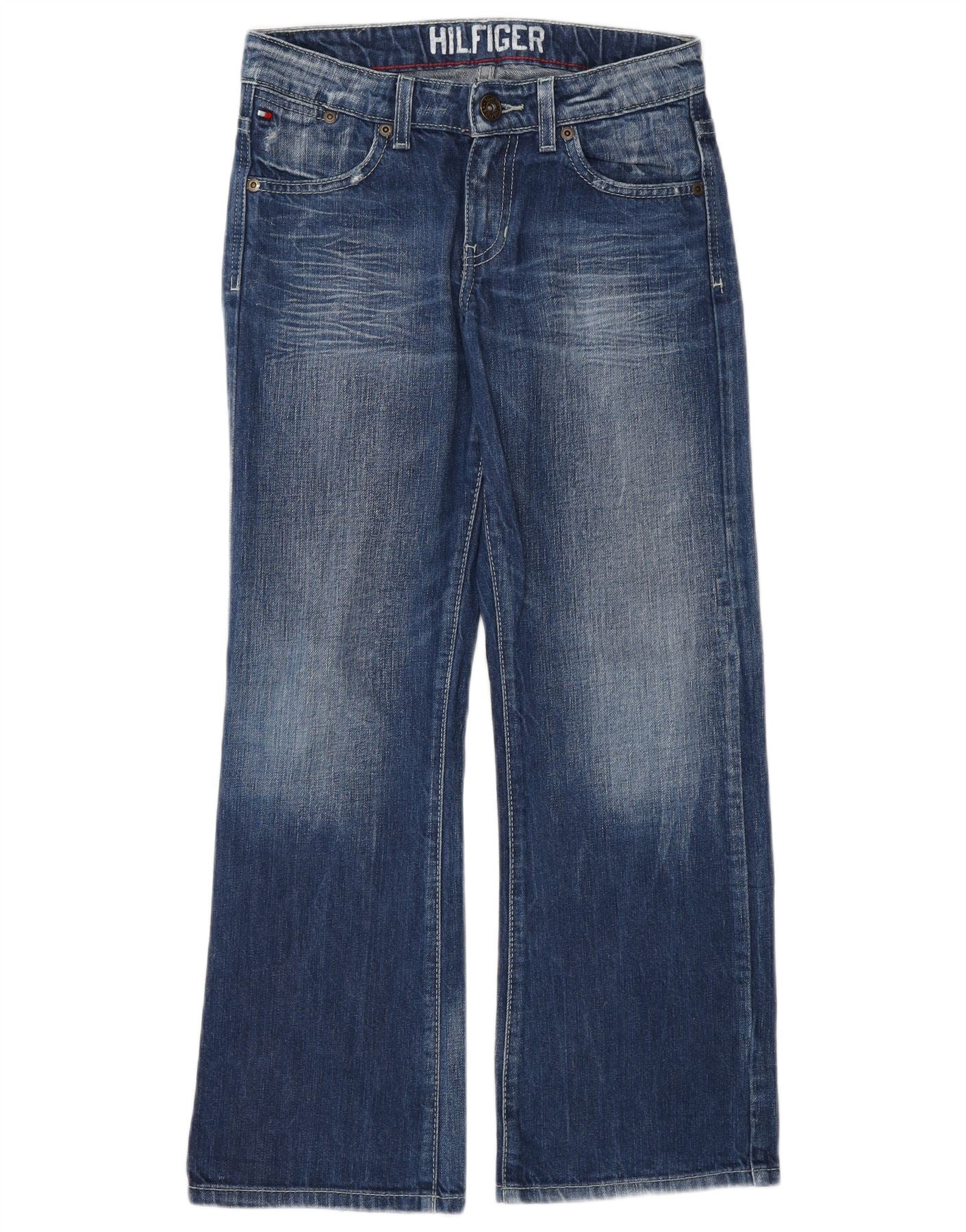 Tommy Hilfiger Boys Graphic Bootcut Jeans 9-10 Years W26 L26 Blue Cotton