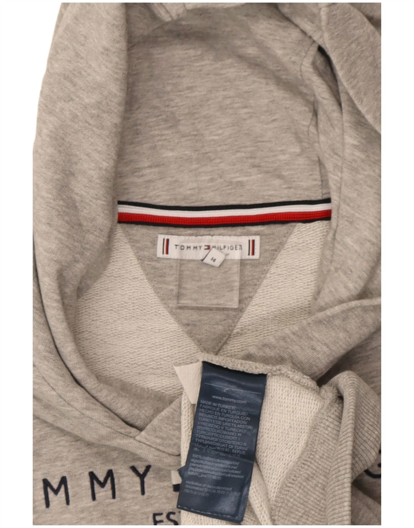 Tommy Hilfiger Boys Graphic Regular Fit Hoodie Jumper 13-14 Years Grey - Image 3