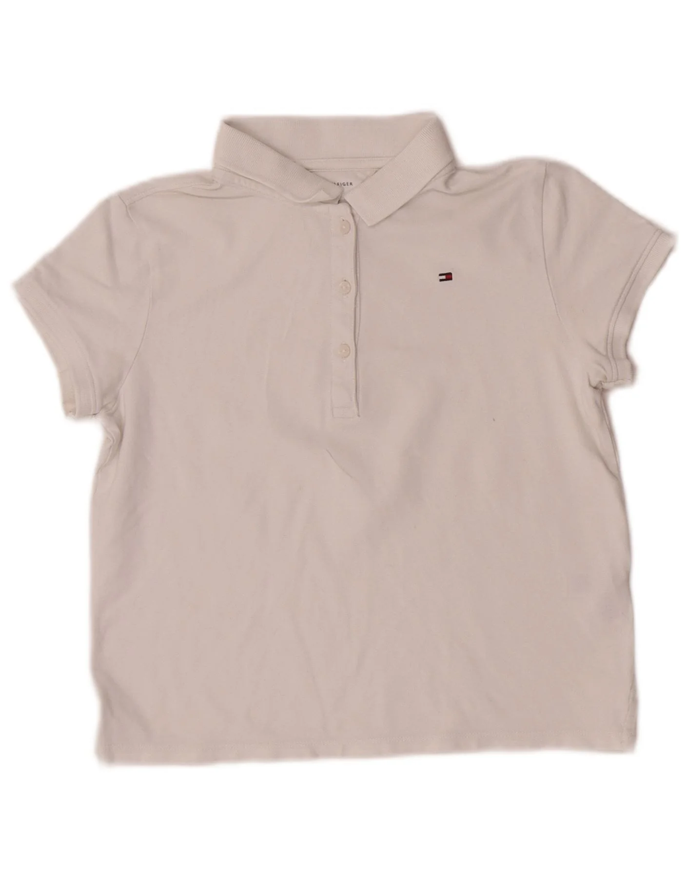 Tommy Hilfiger Girls Crop Polo Shirt 15-16 Years XL White Cotton