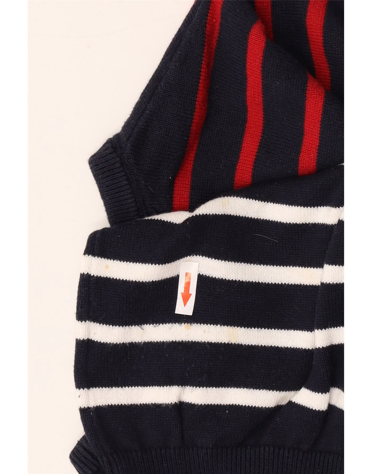 Tommy Hilfiger Mens Boat Neck Jumper Sweater Small Navy Blue Striped Cotton - Image 3