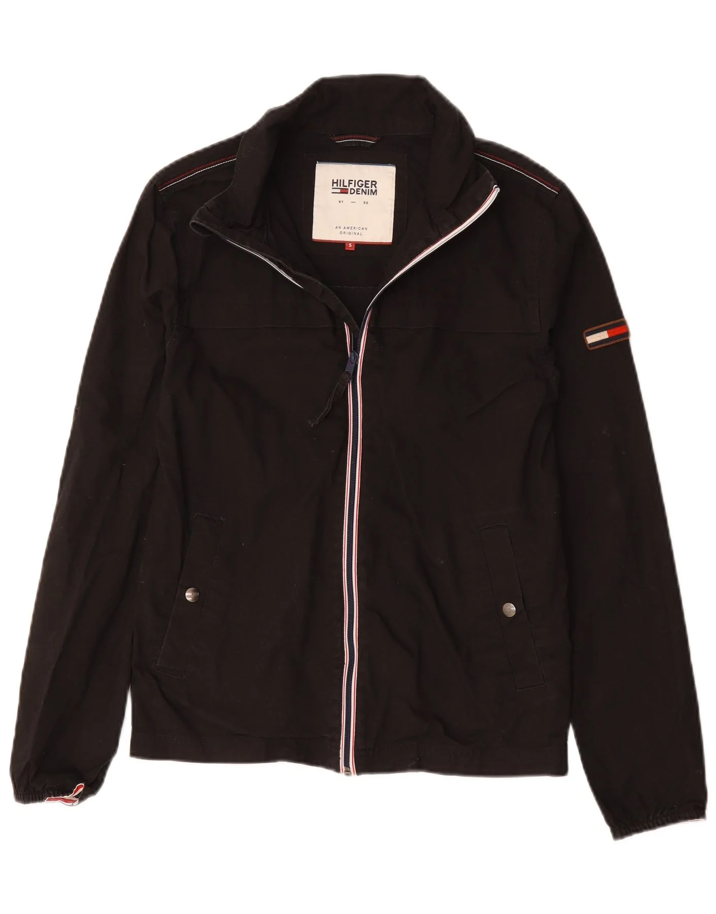 Tommy Hilfiger Mens Bomber Jacket UK 36 Small Black Cotton