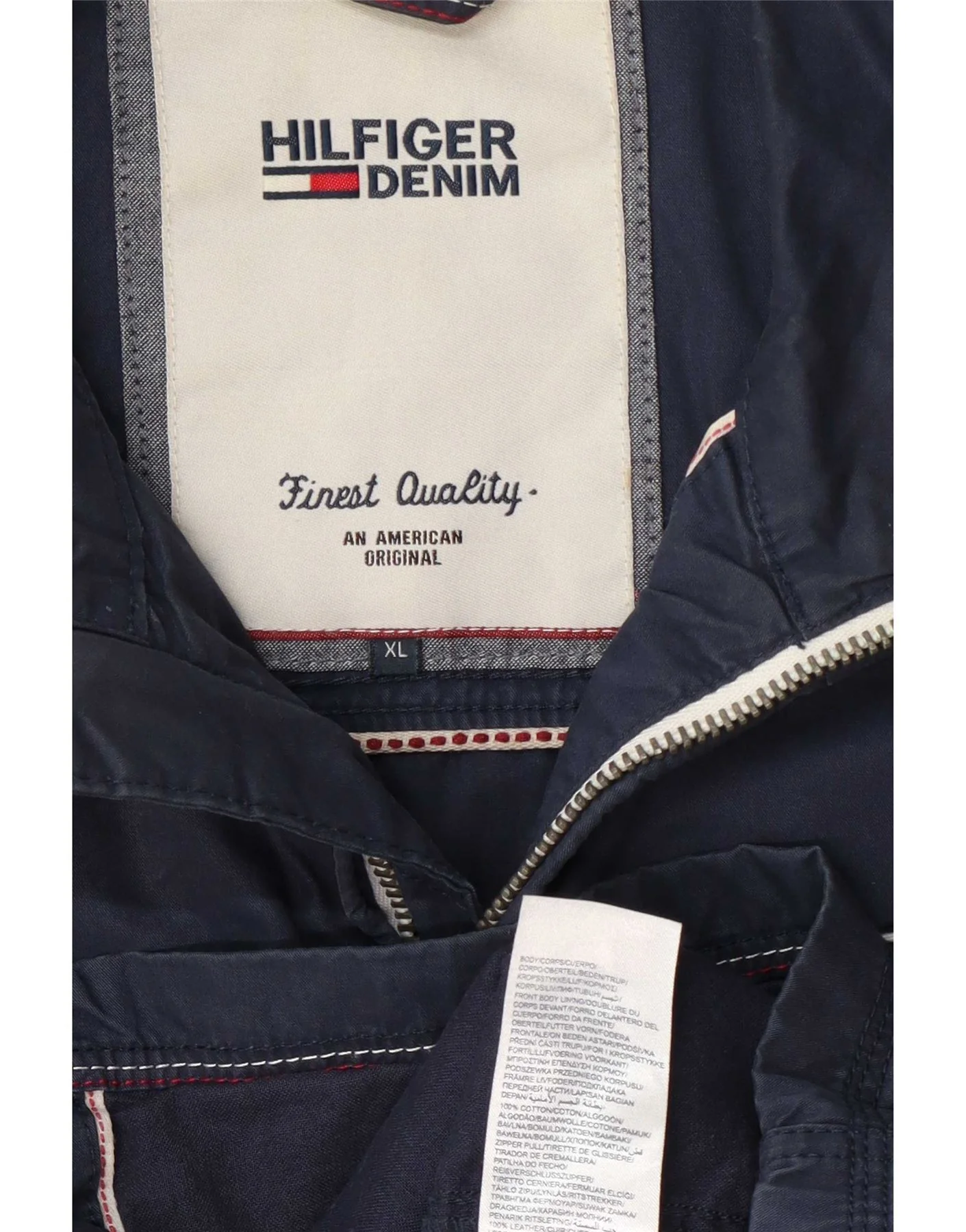 Tommy Hilfiger Mens Bomber Jacket UK 42 XL Navy Blue Cotton - Image 4