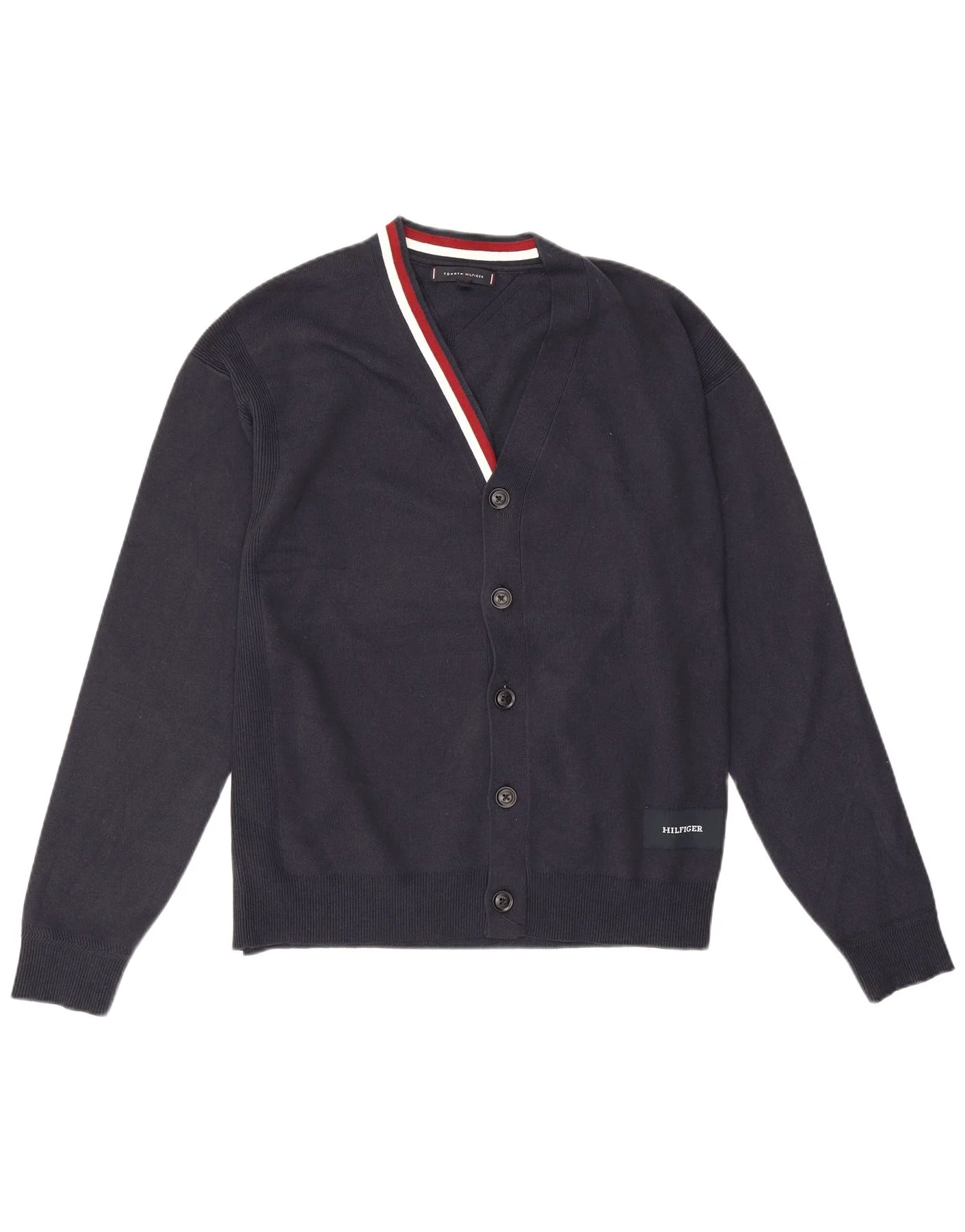 Tommy Hilfiger Mens Cardigan Sweater Medium Navy Blue Cotton