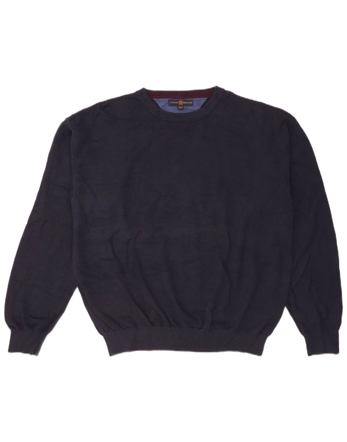Tommy Hilfiger Mens Crew Neck Jumper Sweater 2XL Navy Blue Cotton