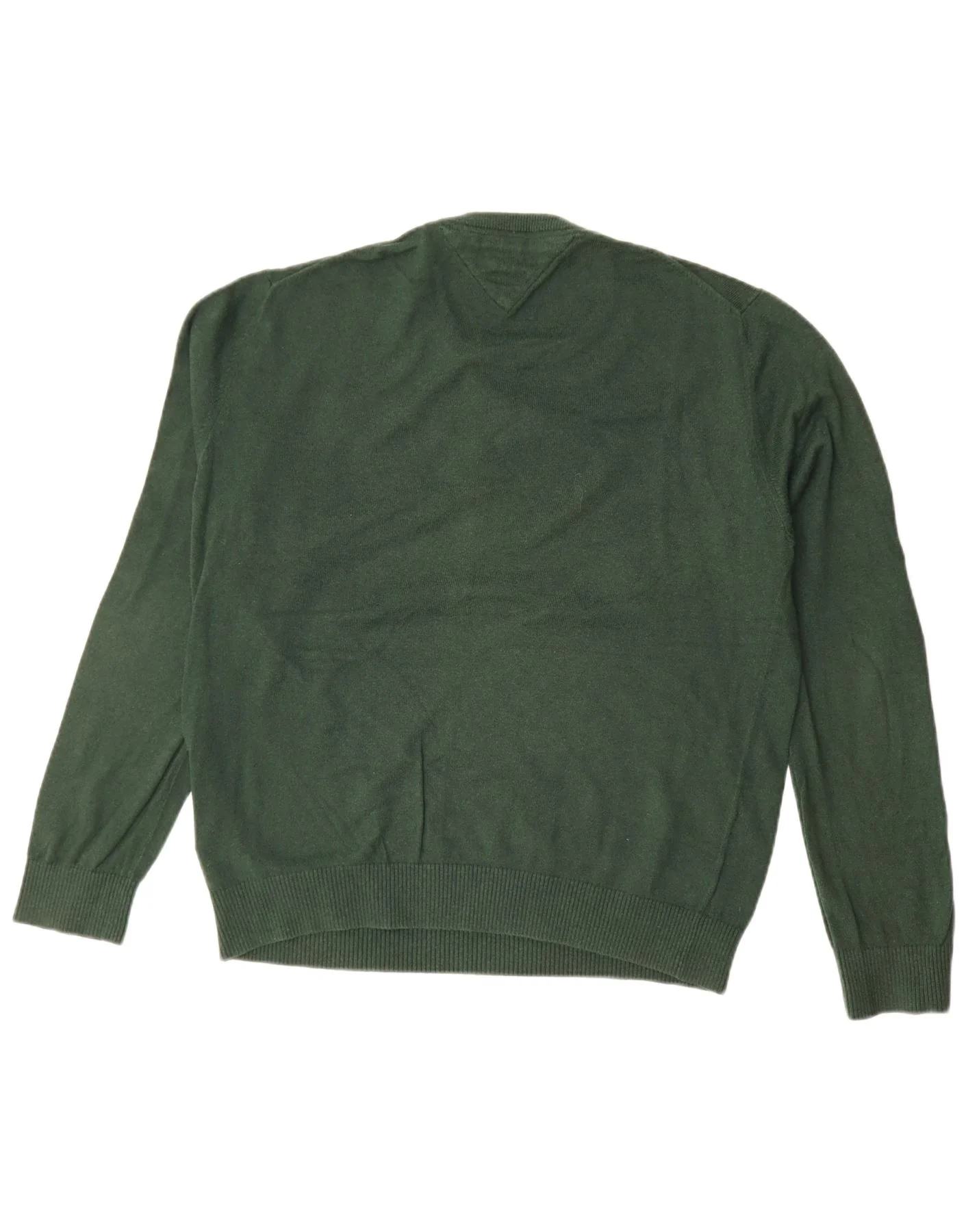 Tommy Hilfiger Mens Crew Neck Jumper Sweater Large Green Cotton - Image 2