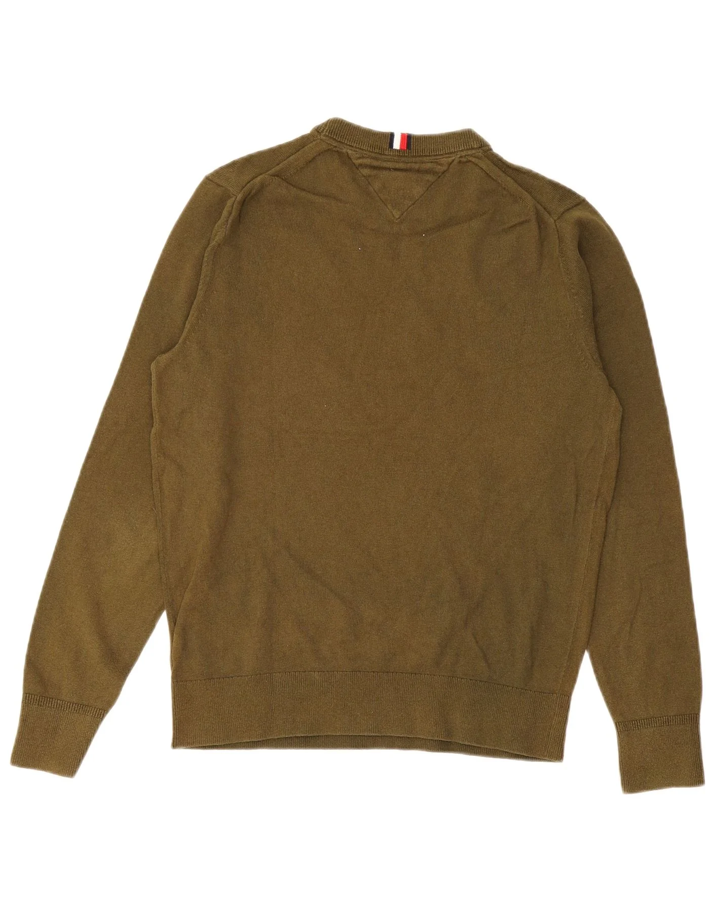 Tommy Hilfiger Mens Crew Neck Jumper Sweater Medium Khaki Cotton - Image 2