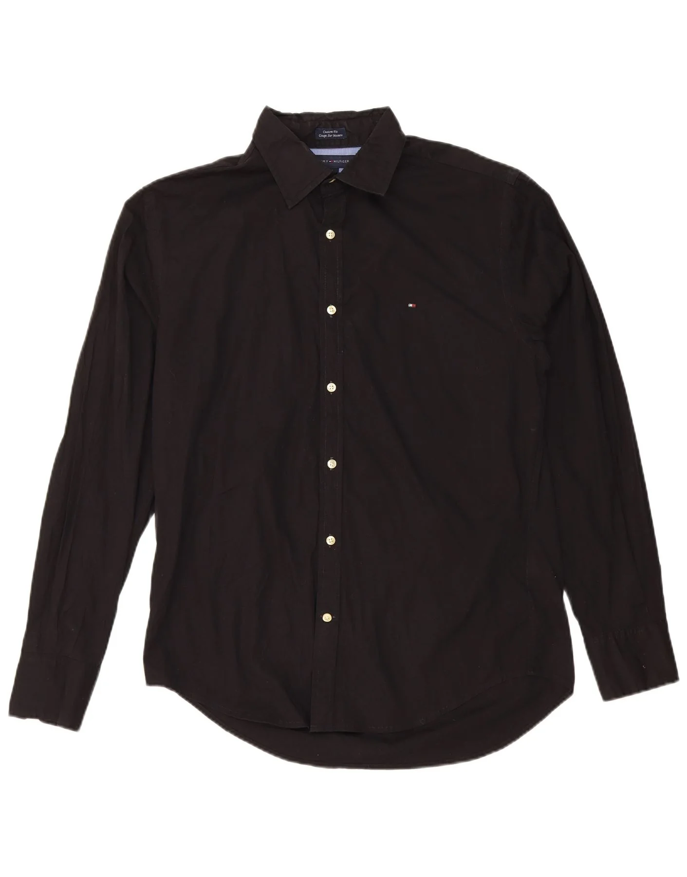 Tommy Hilfiger Mens Custom Fit Shirt Medium Black Cotton