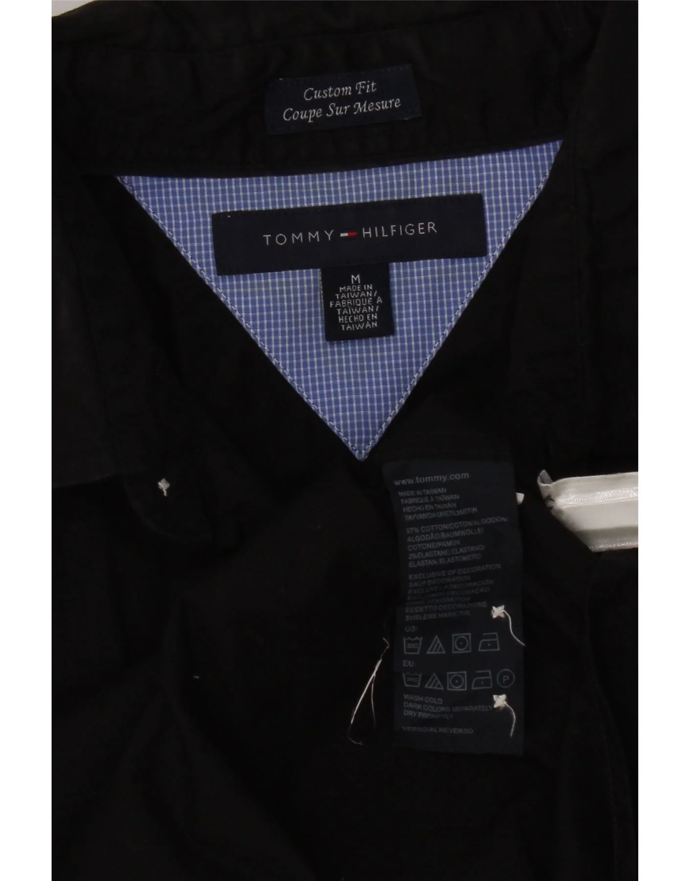 Tommy Hilfiger Mens Custom Fit Shirt Medium Black Cotton - Image 3