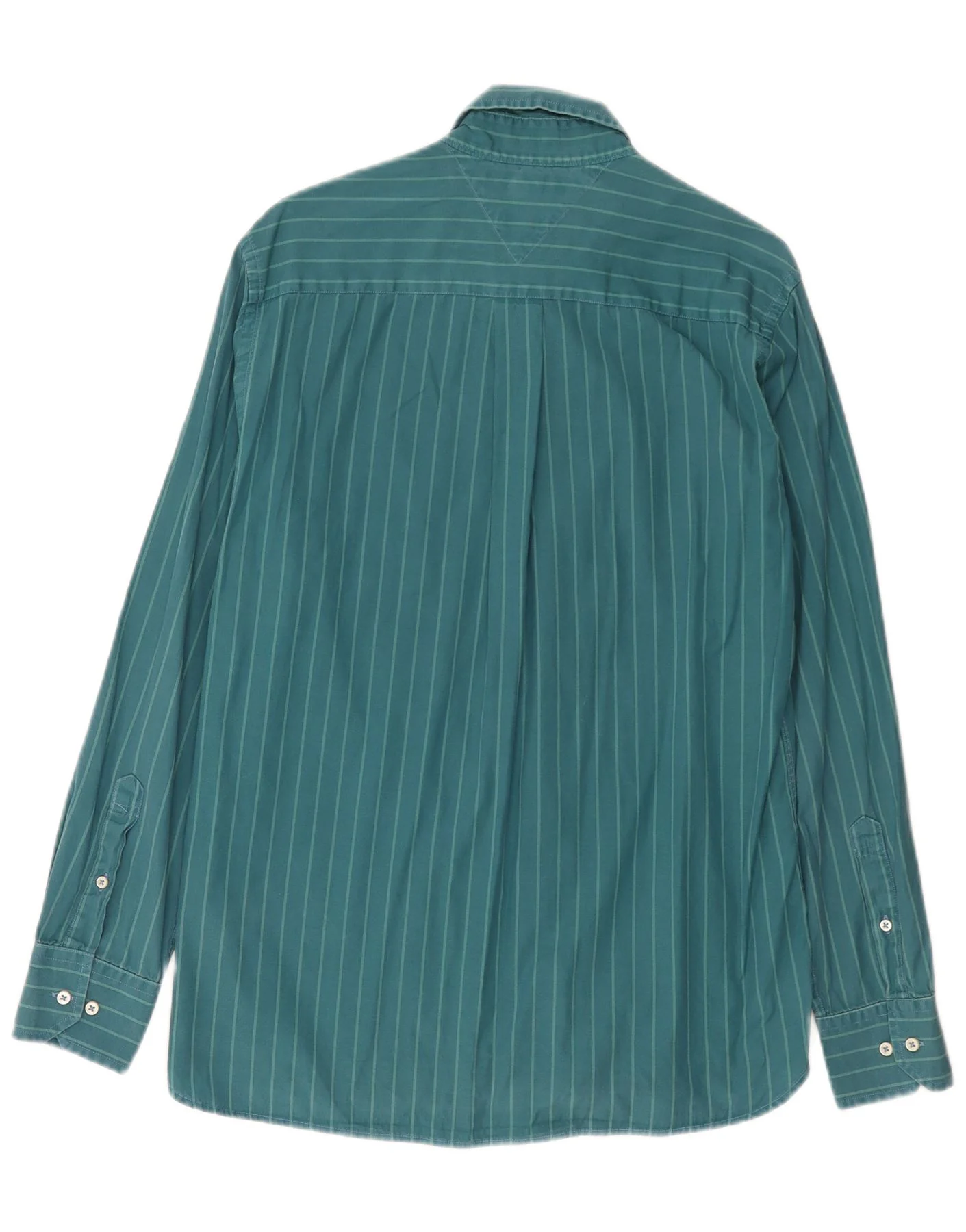 Tommy Hilfiger Mens Custom Fit Shirt Size 15 1/2 16 Medium Green Striped - Image 2