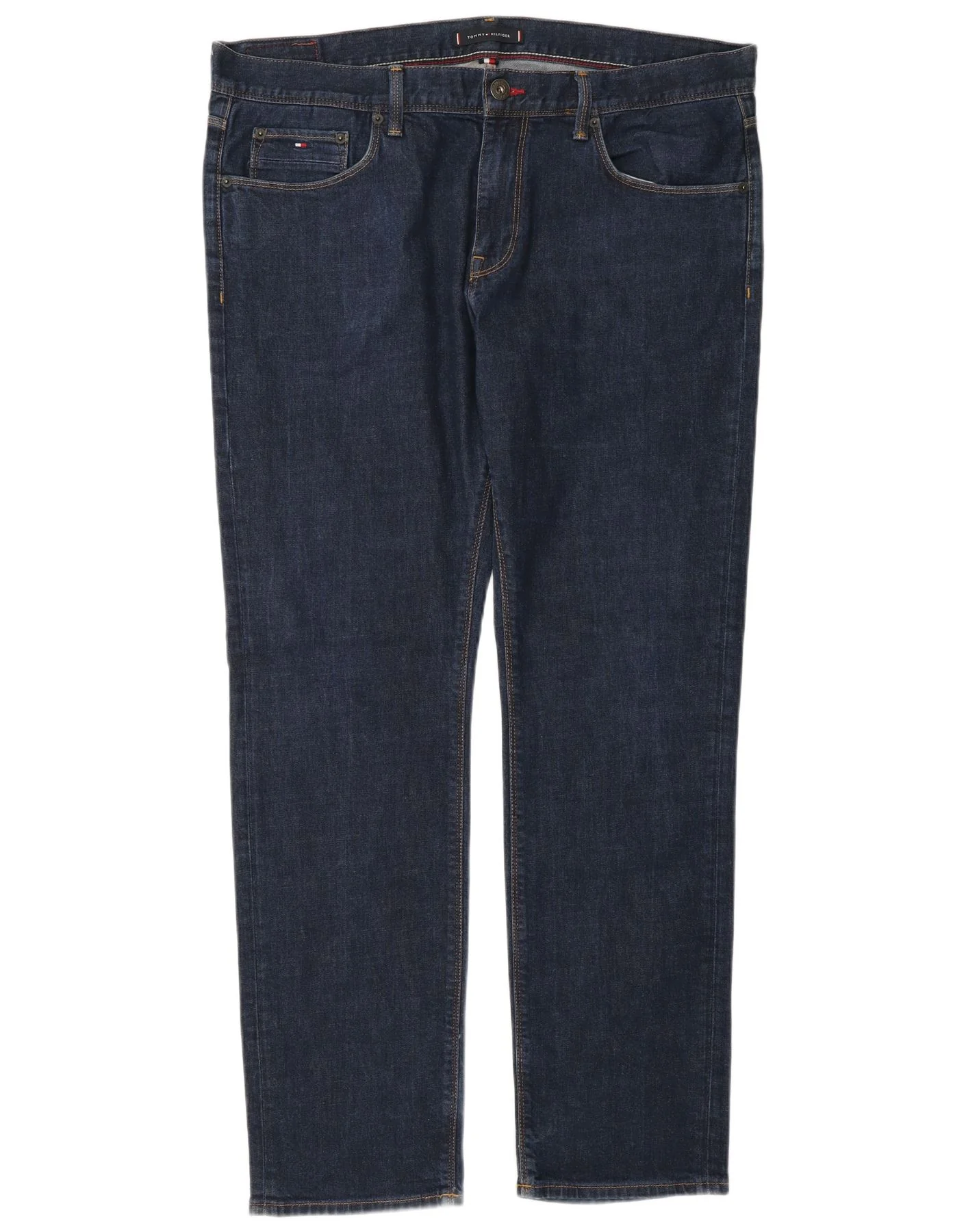 Tommy Hilfiger Mens Denton Stretch Straight Jeans W38 L32 Navy Blue Cotton