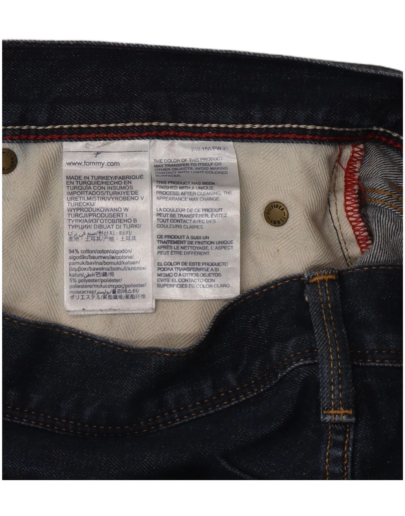 Tommy Hilfiger Mens Denton Stretch Straight Jeans W38 L32 Navy Blue Cotton - Image 4