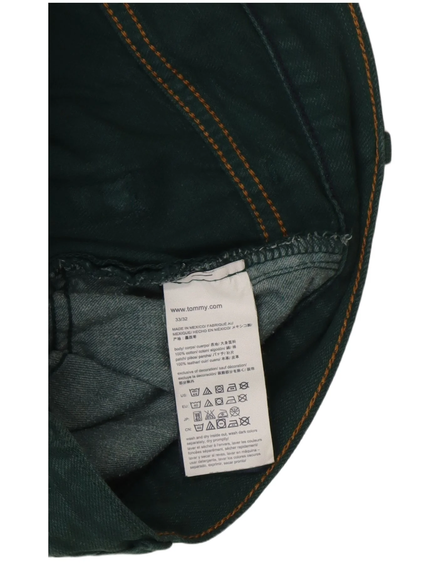 Tommy Hilfiger Mens Droite Straight Jeans W33 L32 Green Cotton - Image 3