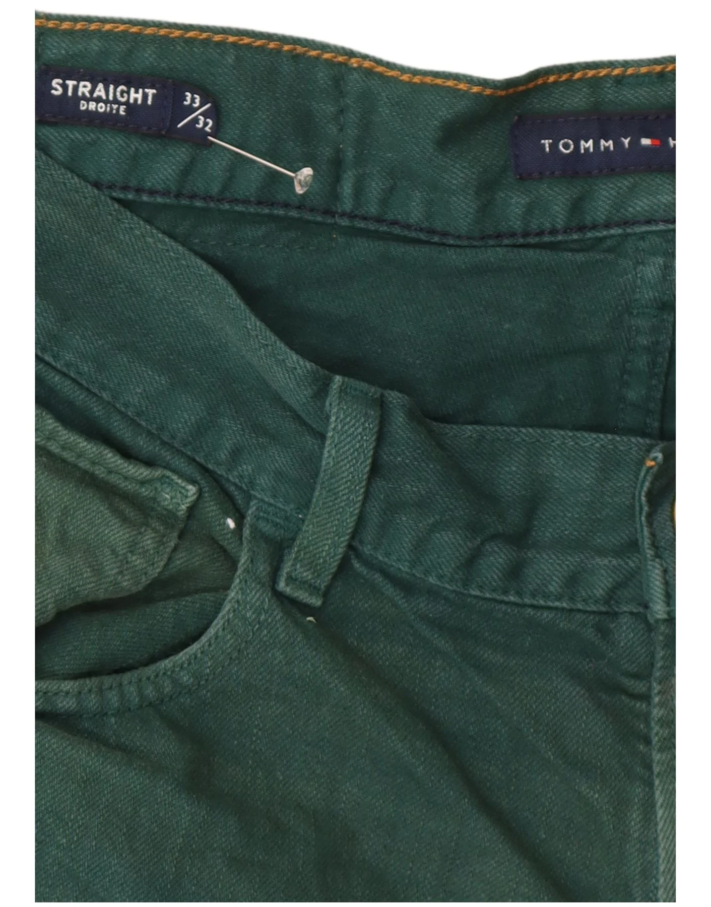 Tommy Hilfiger Mens Droite Straight Jeans W33 L32 Green Cotton - Image 4