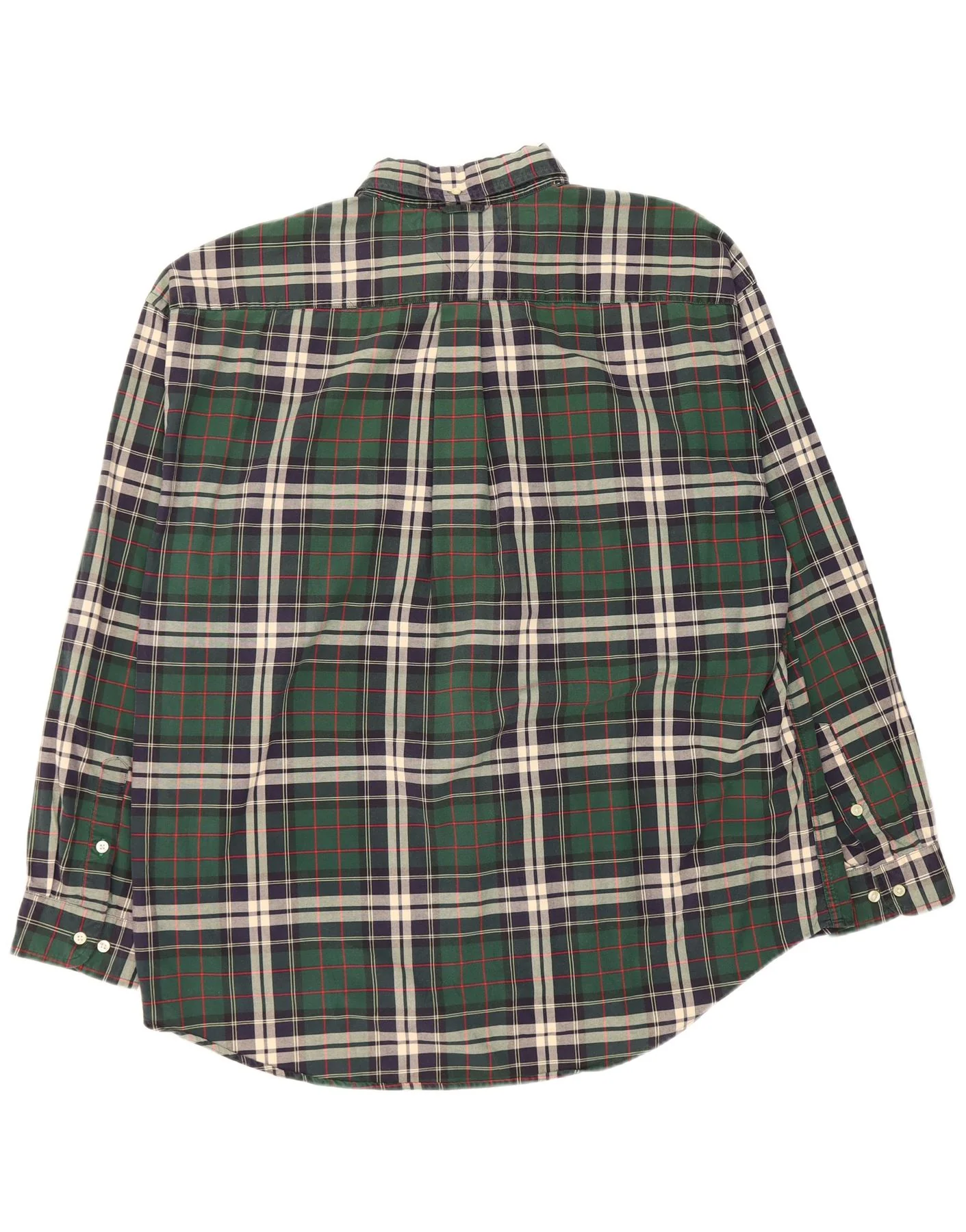 Tommy Hilfiger Mens Flannel Shirt 2XL Green Check Cotton - Image 2
