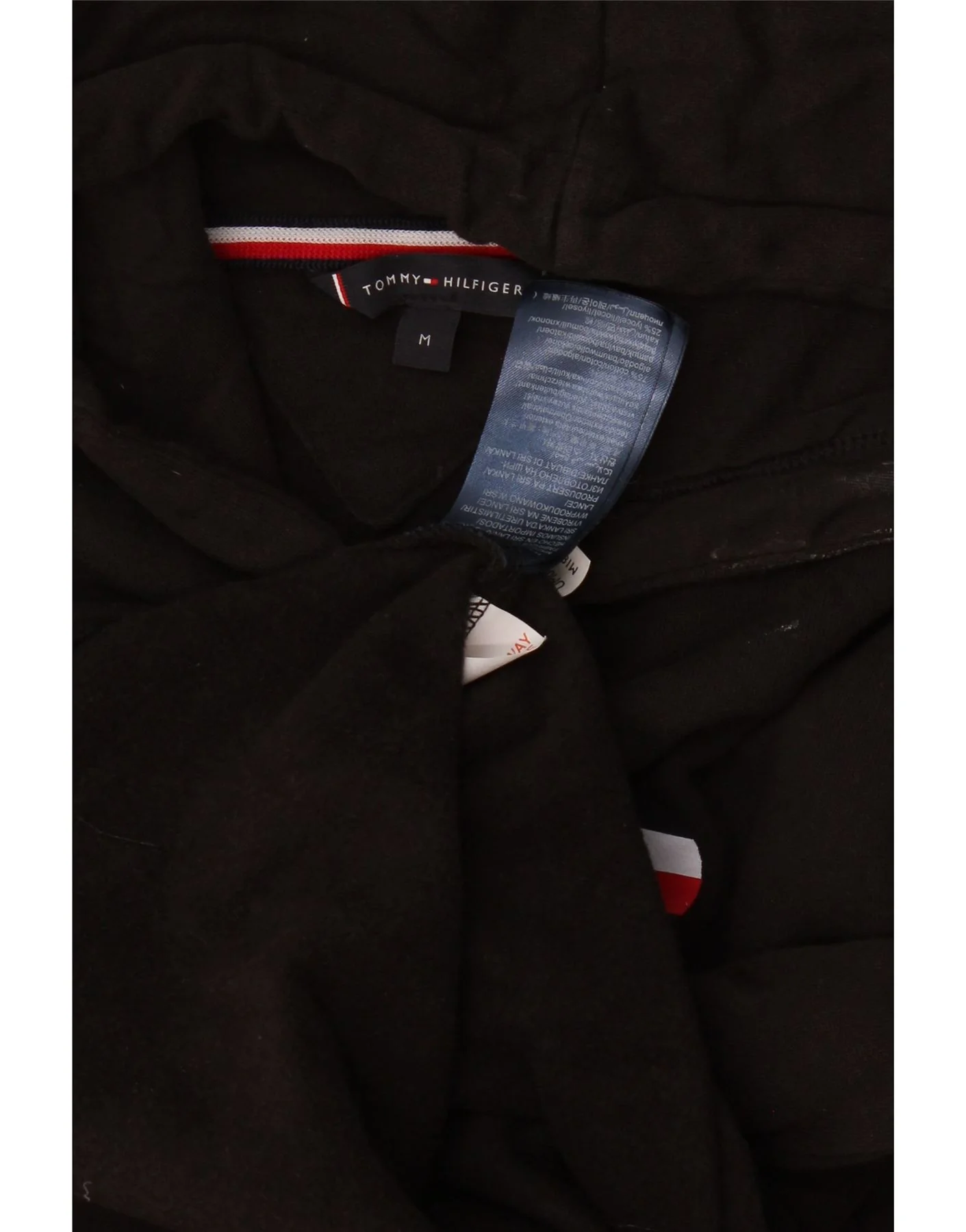 Tommy Hilfiger Mens Graphic Hoodie Jumper Medium Black Cotton - Image 3