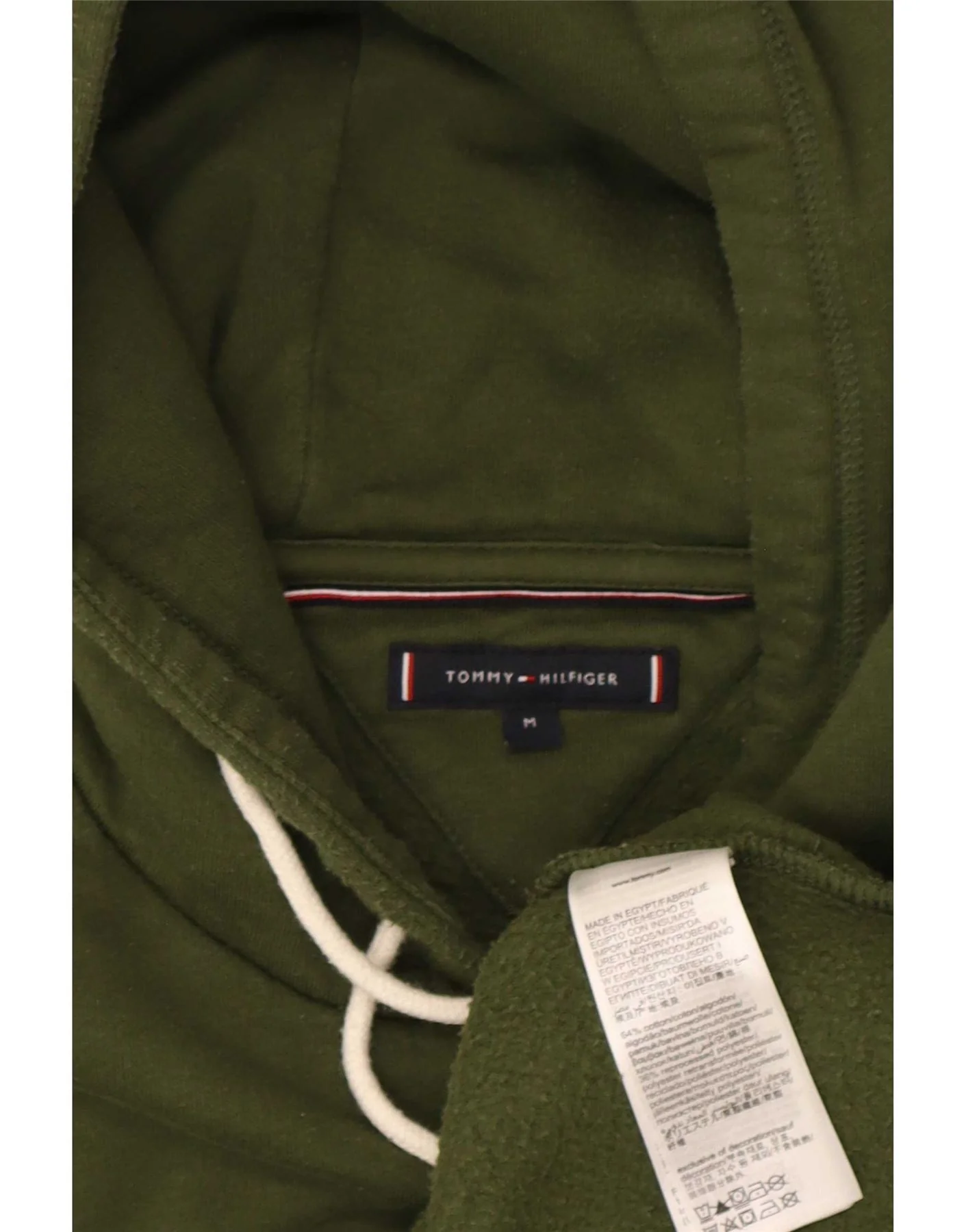 Tommy Hilfiger Mens Graphic Hoodie Jumper Medium Green Cotton - Image 3