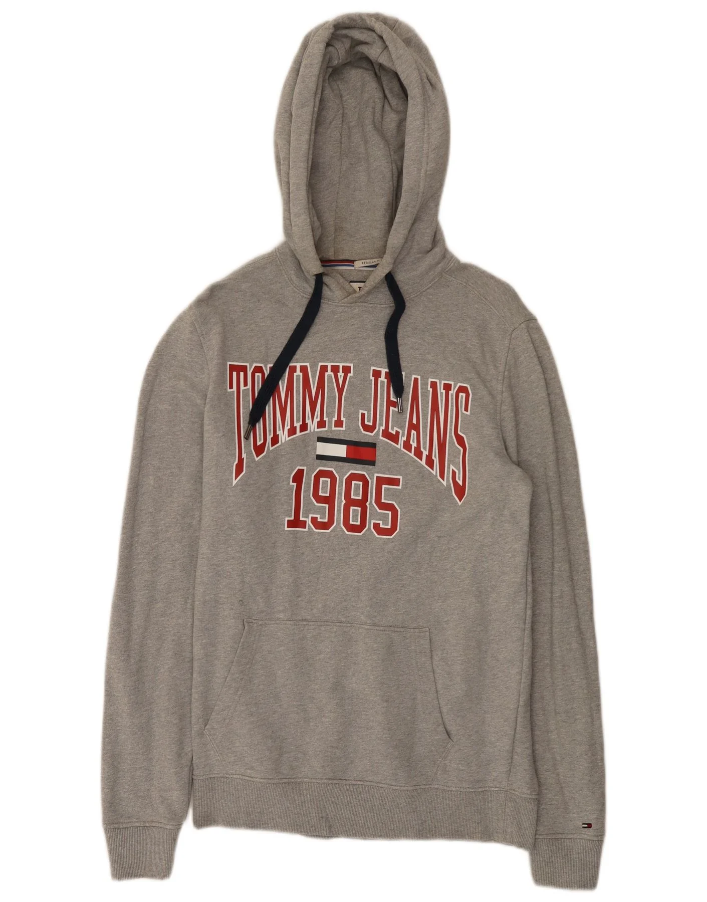Tommy Hilfiger Mens Graphic Regular Fit Hoodie Jumper Medium Grey Cotton