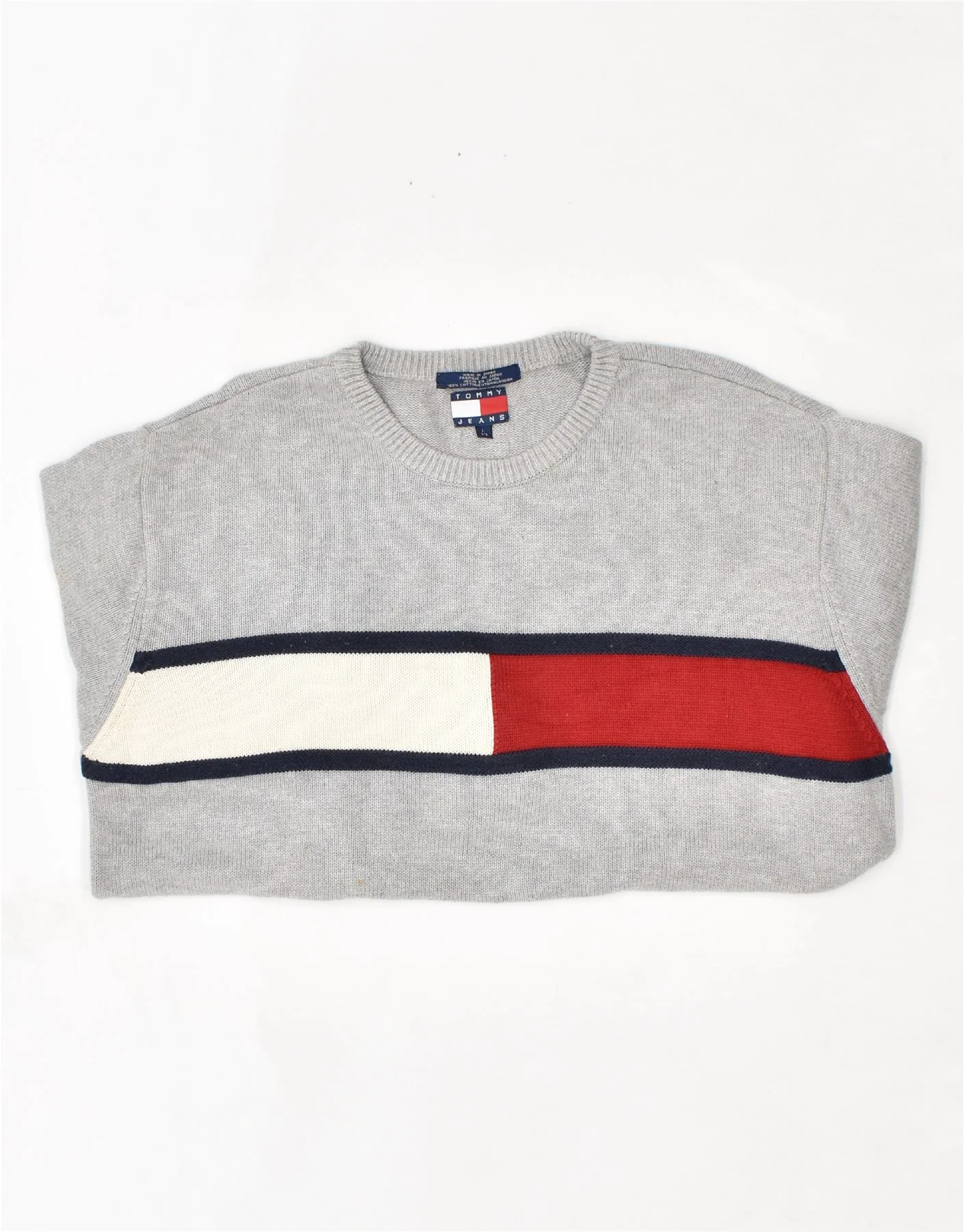 TOMMY HILFIGER Mens Graphic Sweatshirt Jumper Large Grey Cotton - Image 4