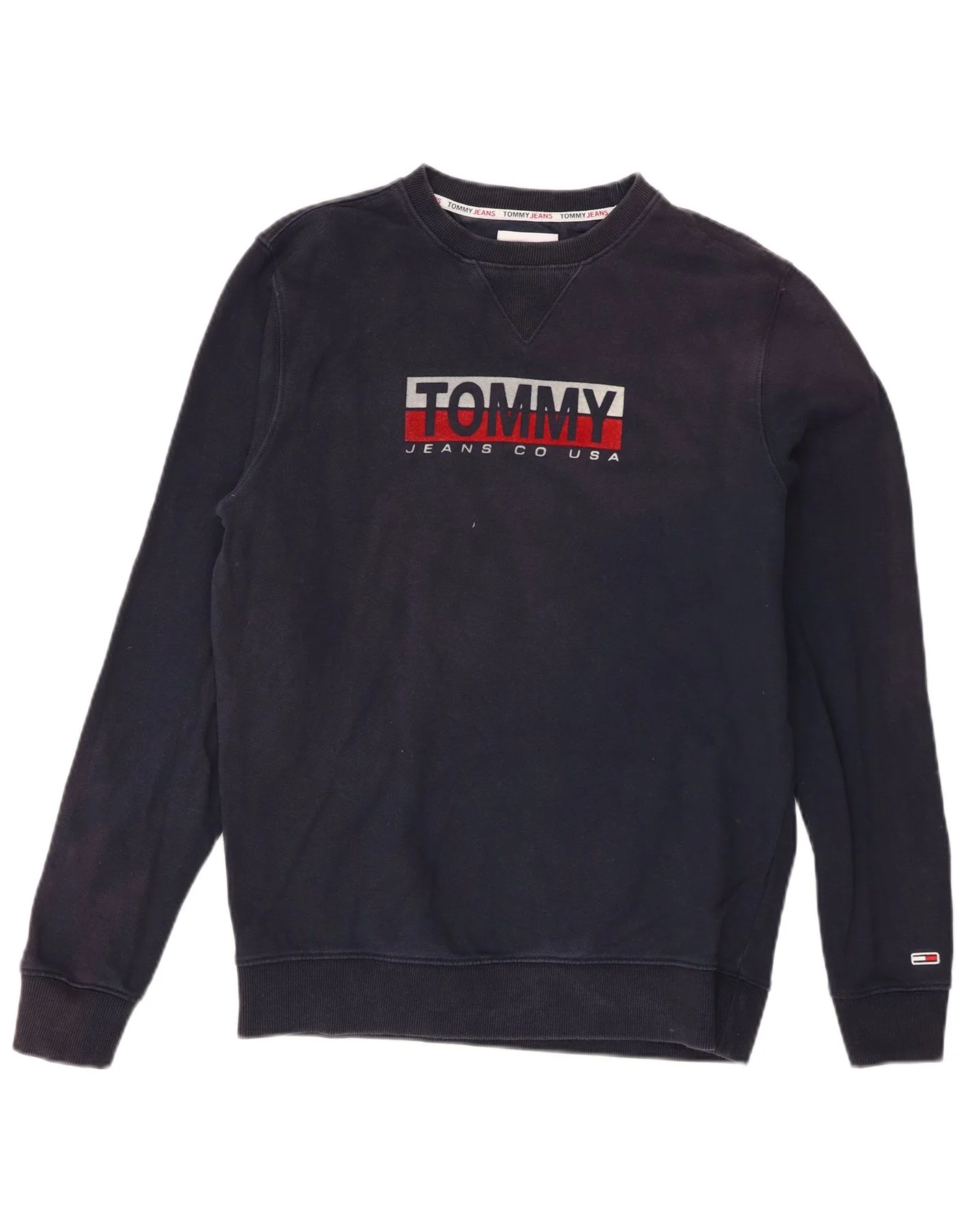 Tommy Hilfiger Mens Graphic Sweatshirt Jumper Medium Navy Blue Cotton