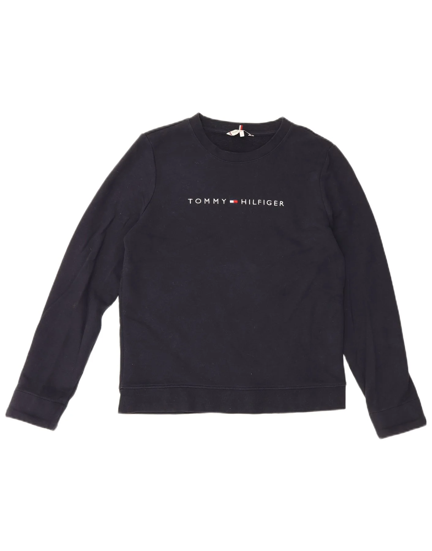 Tommy Hilfiger Mens Graphic Sweatshirt Jumper Small Navy Blue Cotton