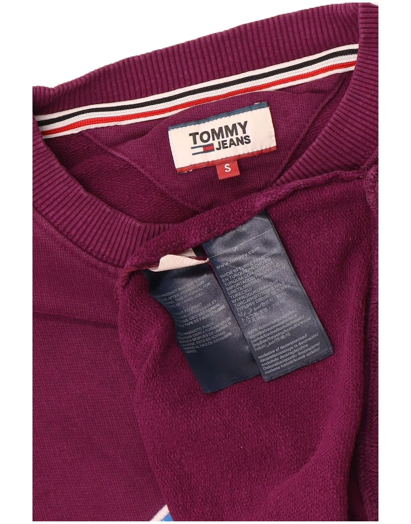 Tommy Hilfiger Mens Graphic Sweatshirt Jumper Small Purple Cotton - Image 3