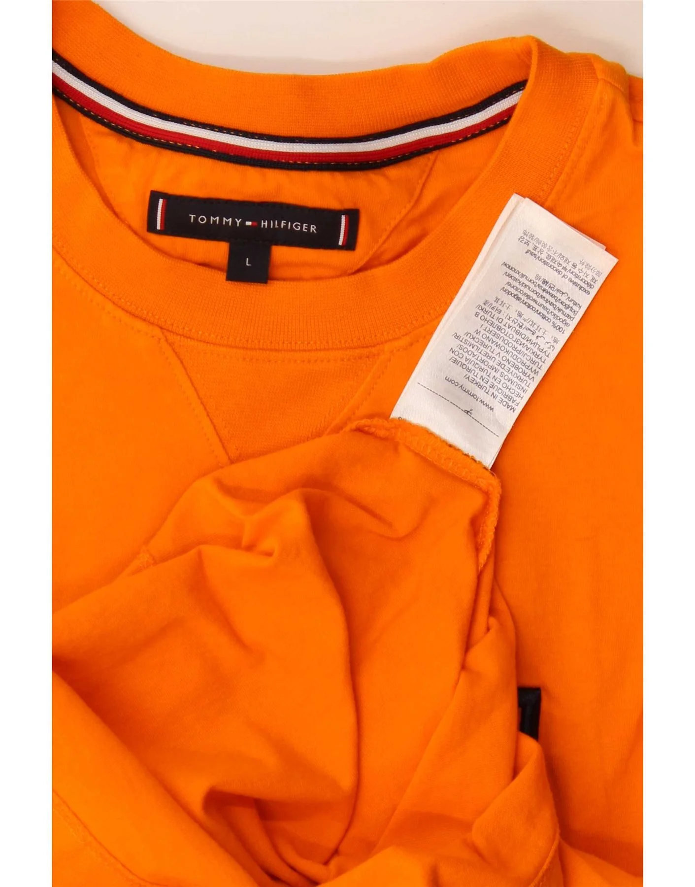 Tommy Hilfiger Mens Graphic T-Shirt Top Large Orange Cotton - Image 3
