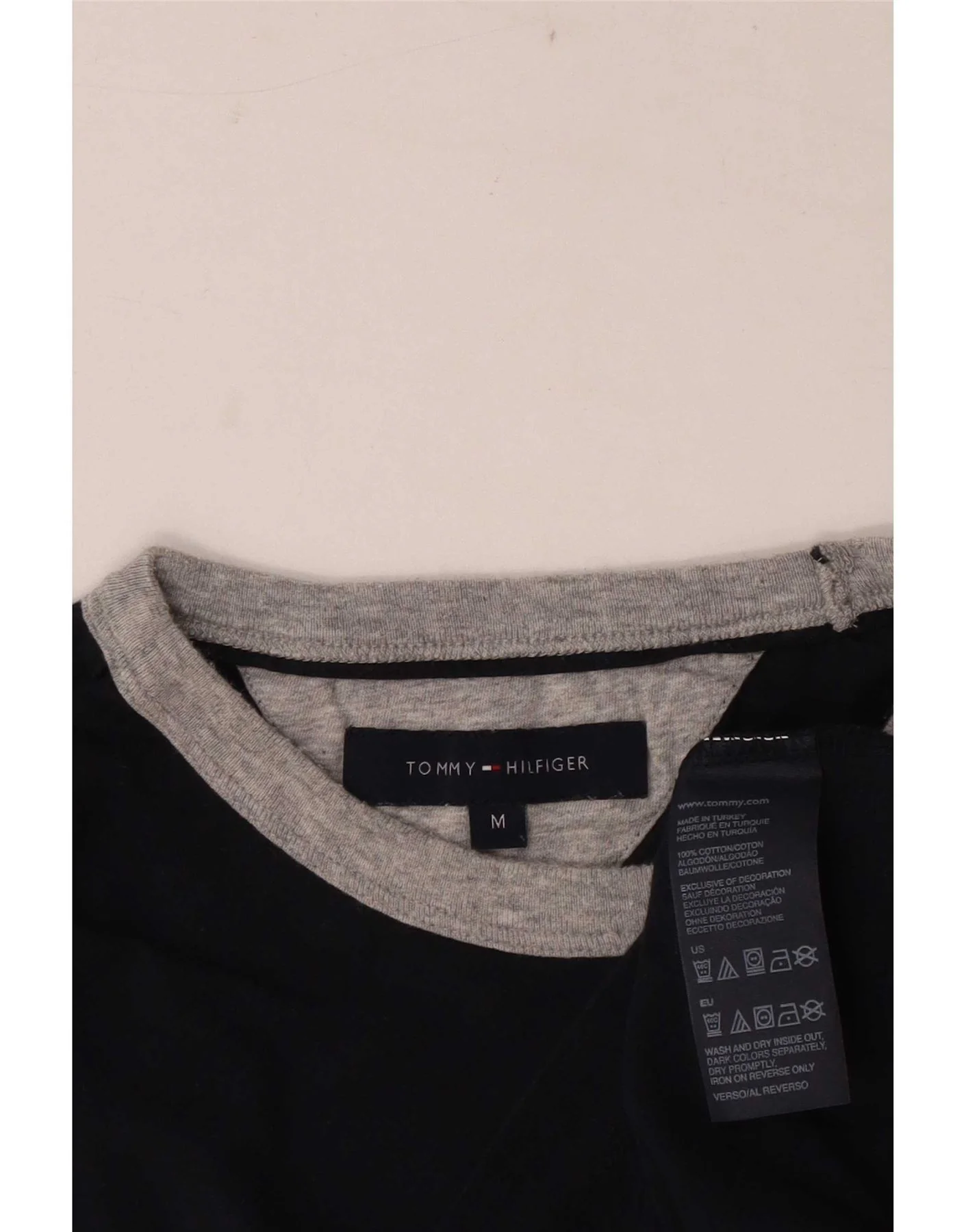Tommy Hilfiger Mens Graphic T-Shirt Top Medium Navy Blue Cotton - Image 3