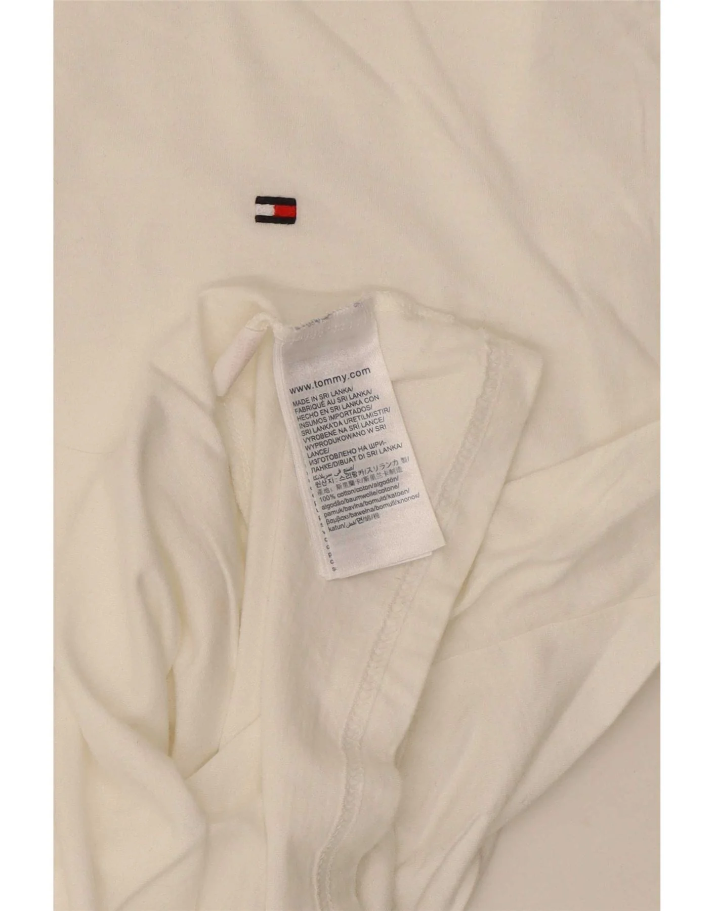 Tommy Hilfiger Mens Graphic T-Shirt Top Medium White Colourblock Cotton - Image 3