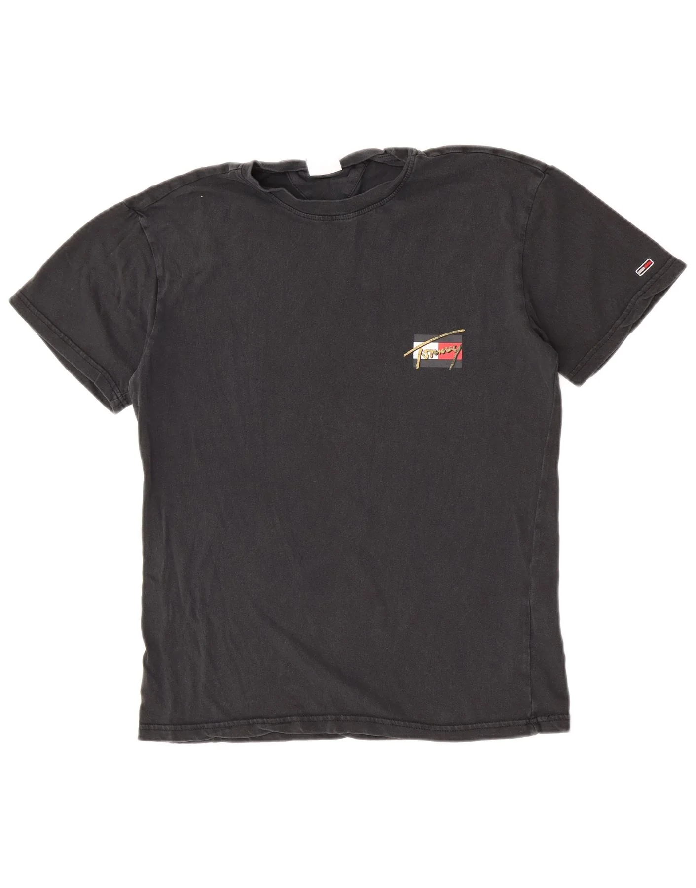 Tommy Hilfiger Mens Graphic T-Shirt Top Small Black Cotton
