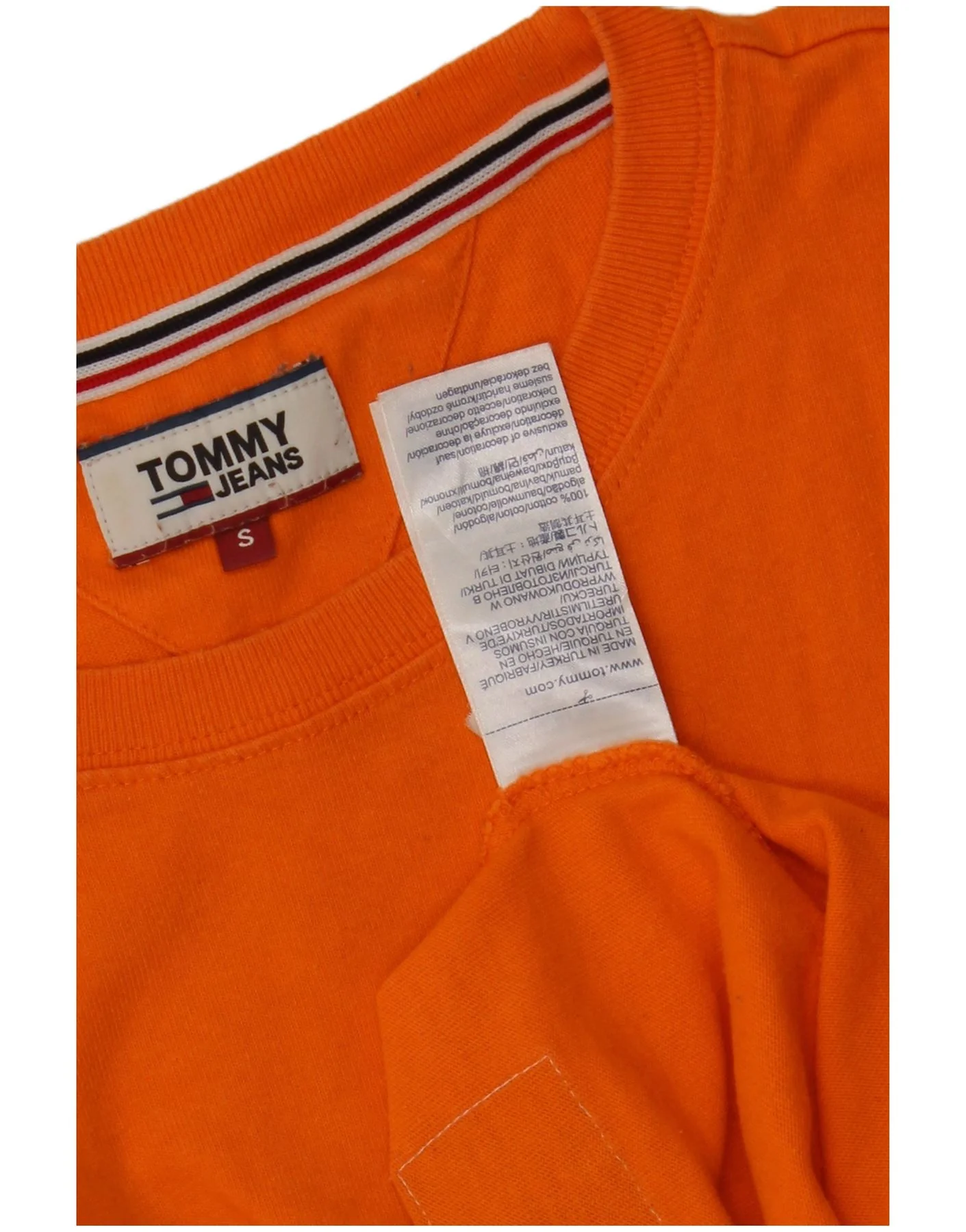 Tommy Hilfiger Mens Graphic T-Shirt Top Small Orange Cotton - Image 3