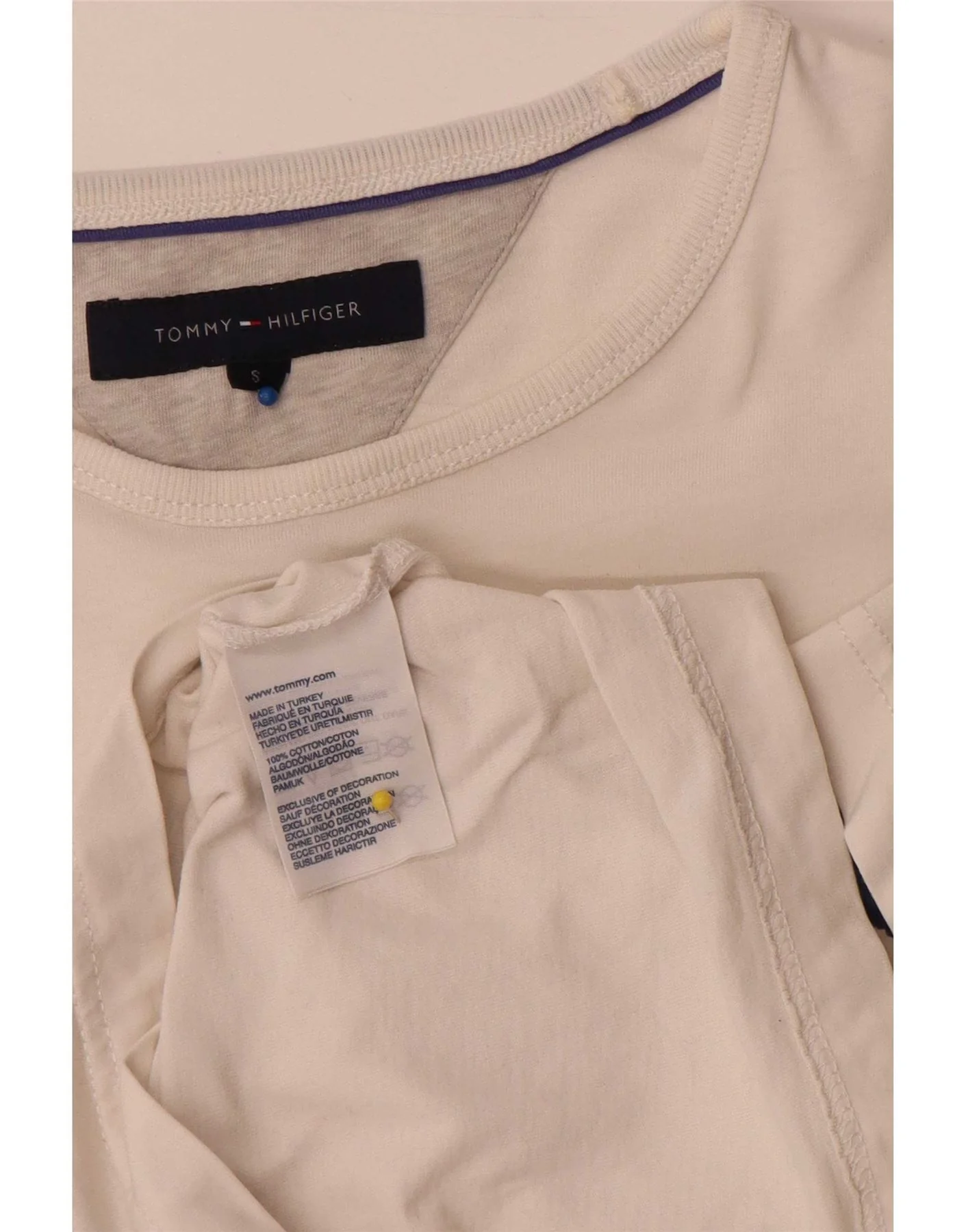 Tommy Hilfiger Mens Graphic T-Shirt Top Small White Cotton - Image 4