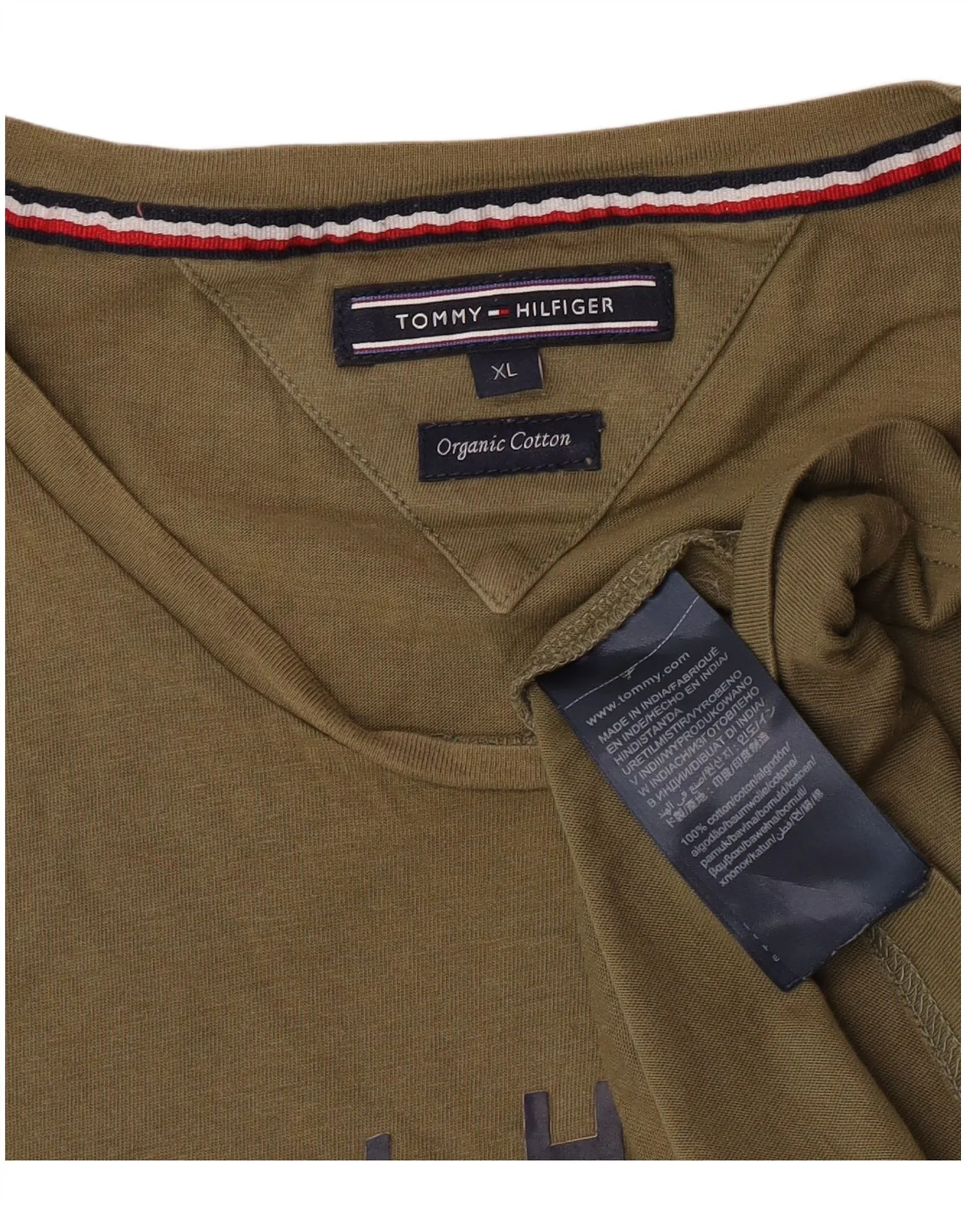 Tommy Hilfiger Mens Graphic T-Shirt Top XL Green Cotton - Image 4