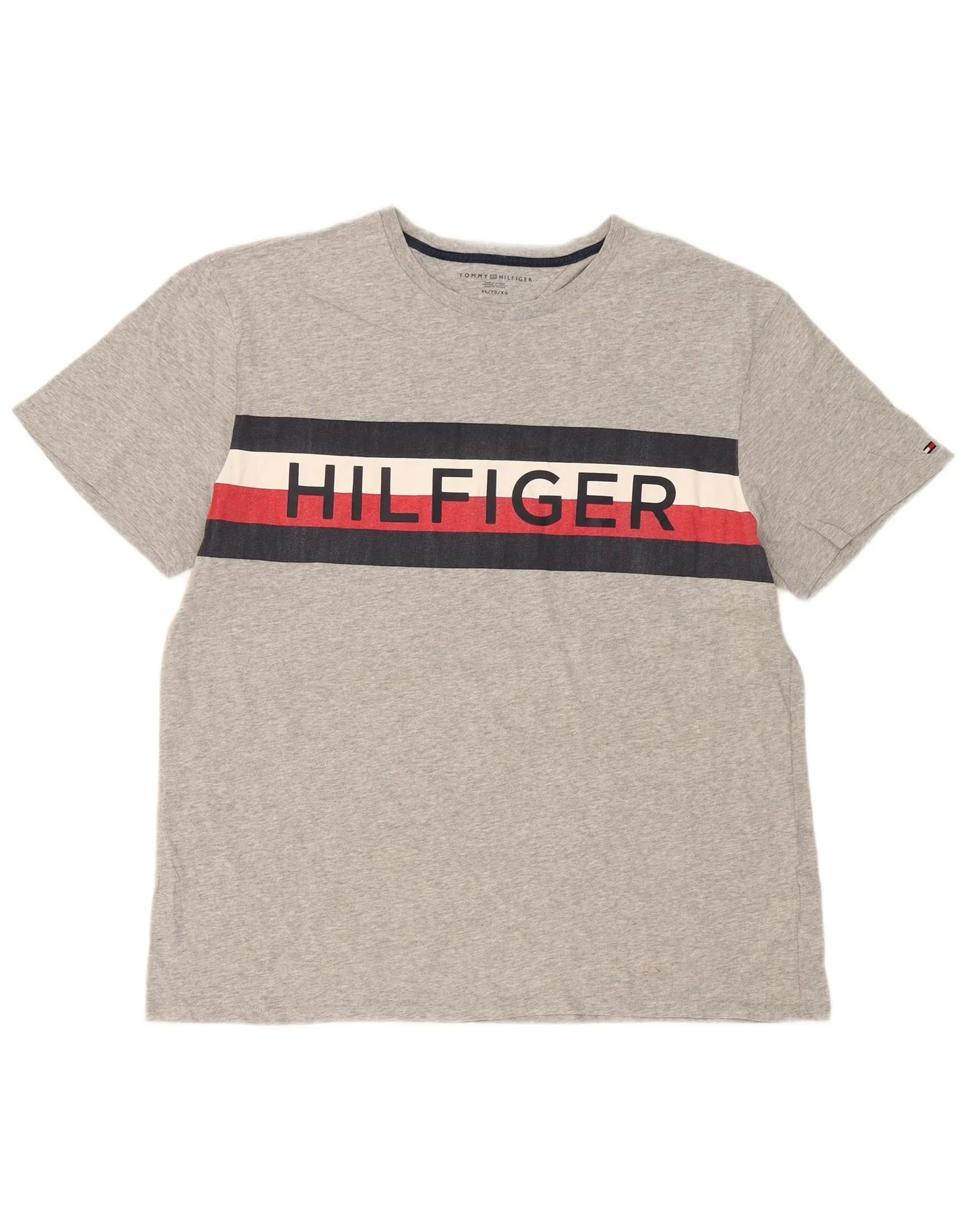 Tommy Hilfiger Mens Graphic T-Shirt Top XL Grey Colourblock