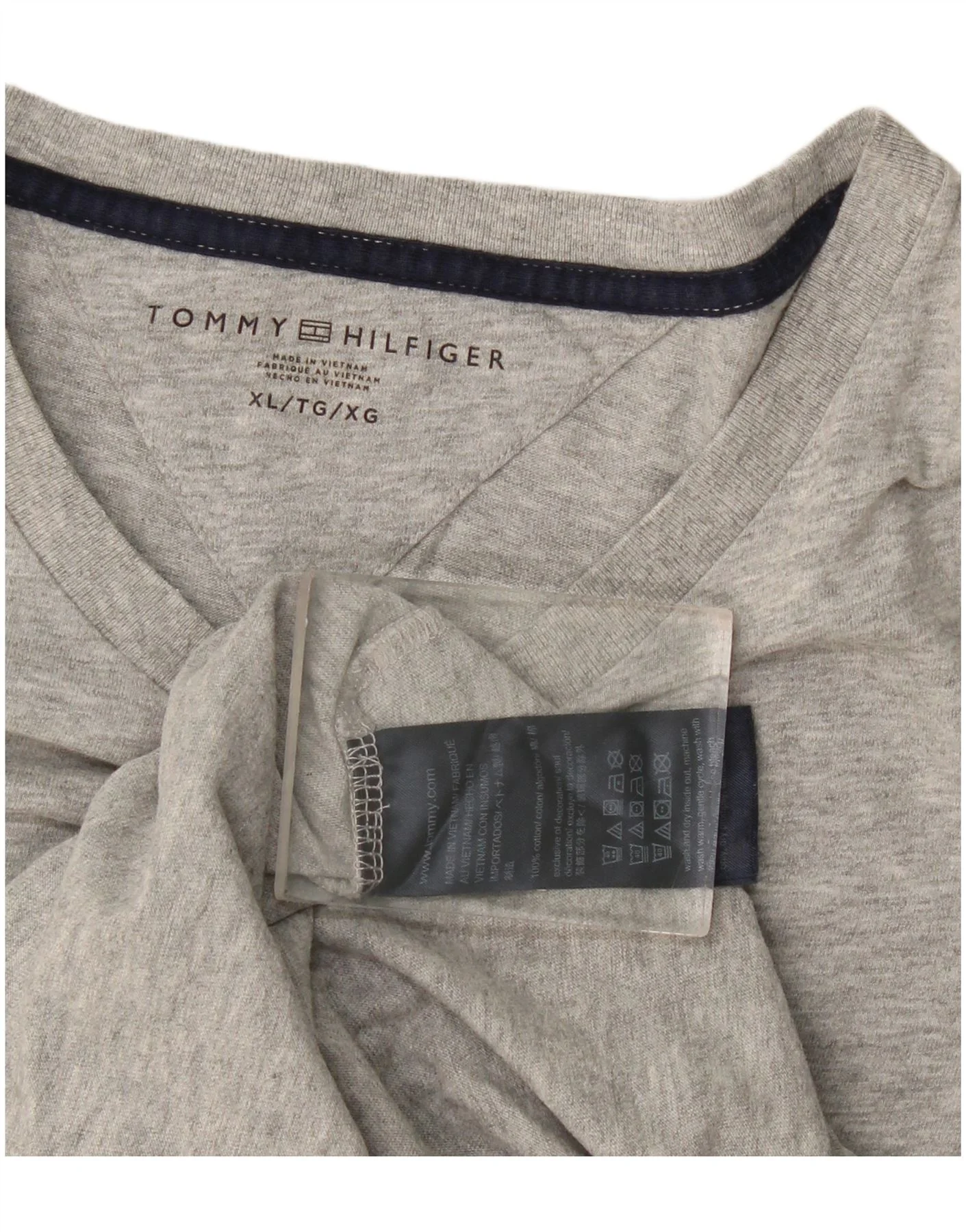 Tommy Hilfiger Mens Graphic T-Shirt Top XL Grey Colourblock - Image 3