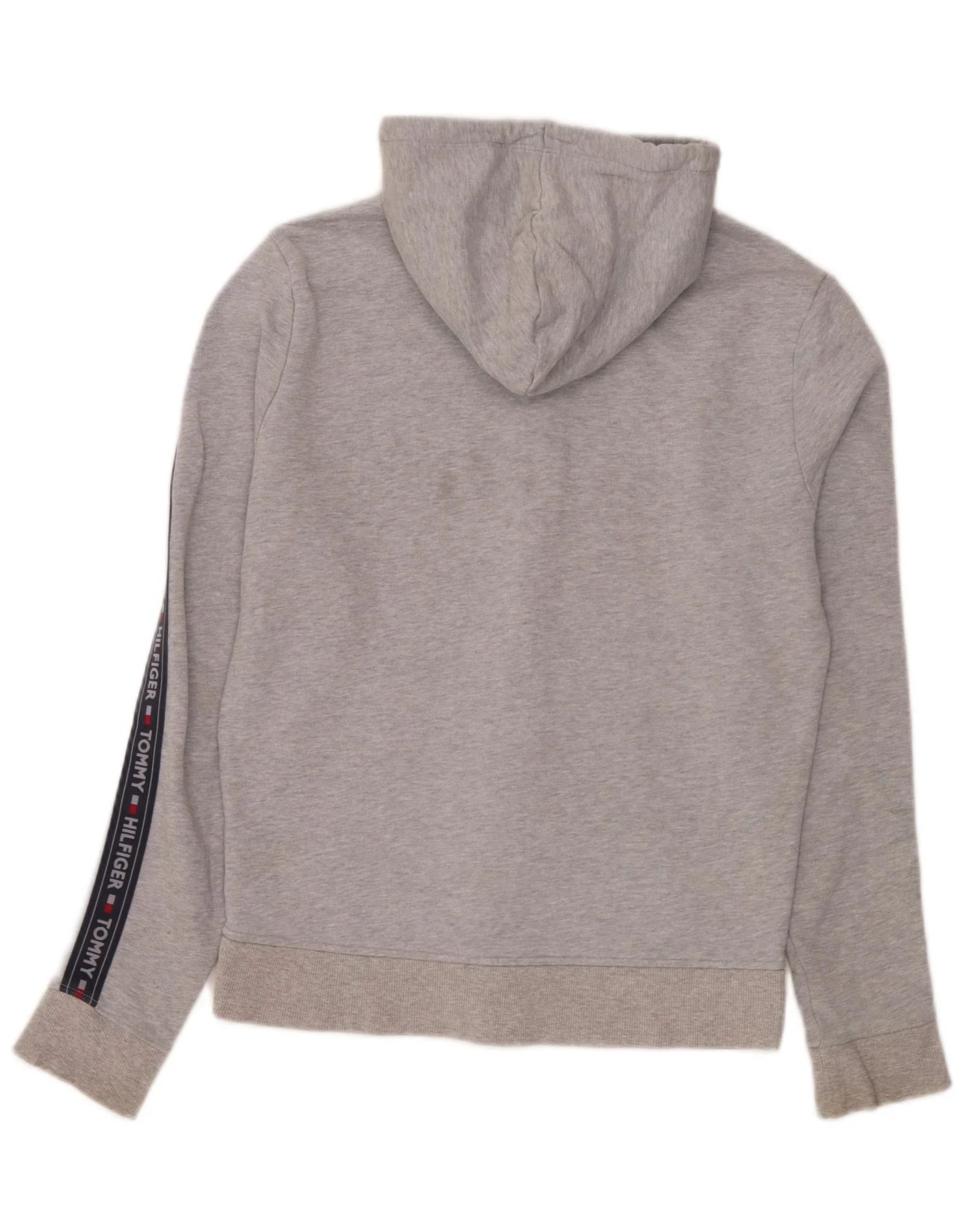 Tommy Hilfiger Mens Graphic Zip Hoodie Sweater Medium Grey Colourblock - Image 2