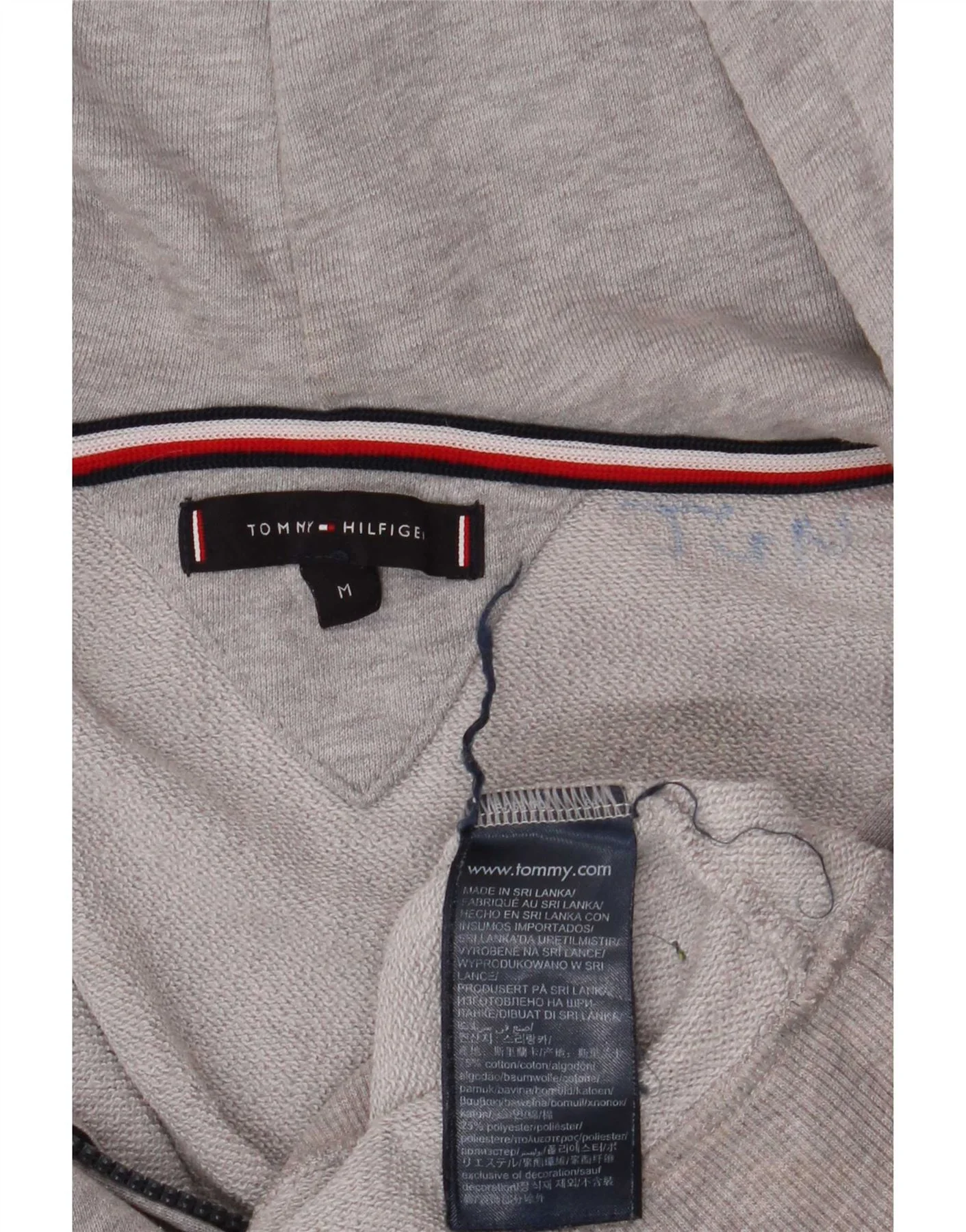 Tommy Hilfiger Mens Graphic Zip Hoodie Sweater Medium Grey Colourblock - Image 6