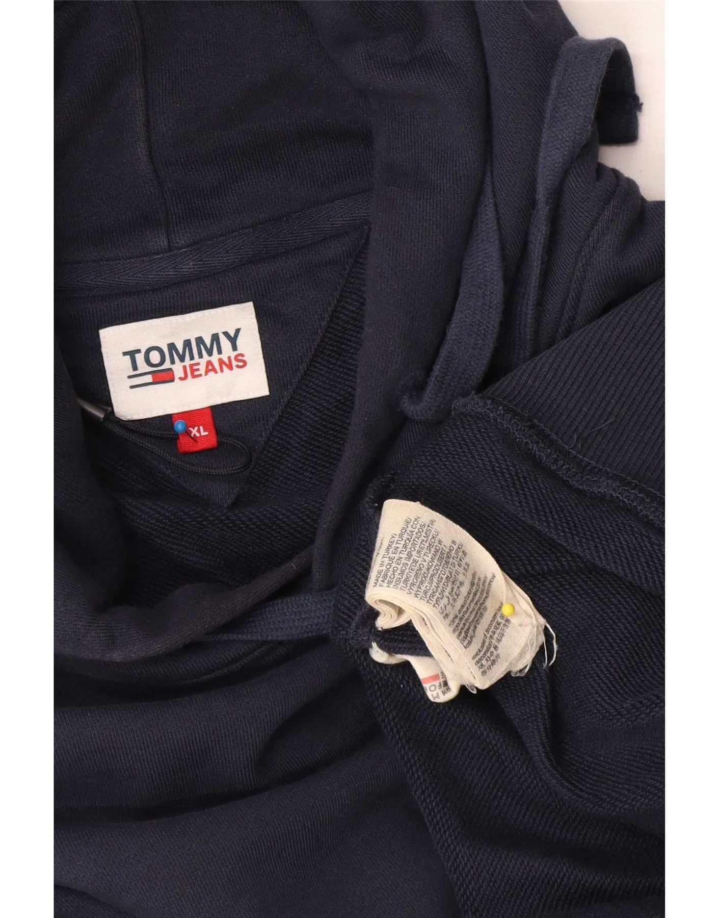 Tommy Hilfiger Mens Hoodie Jumper XL Navy Blue Cotton - Image 4