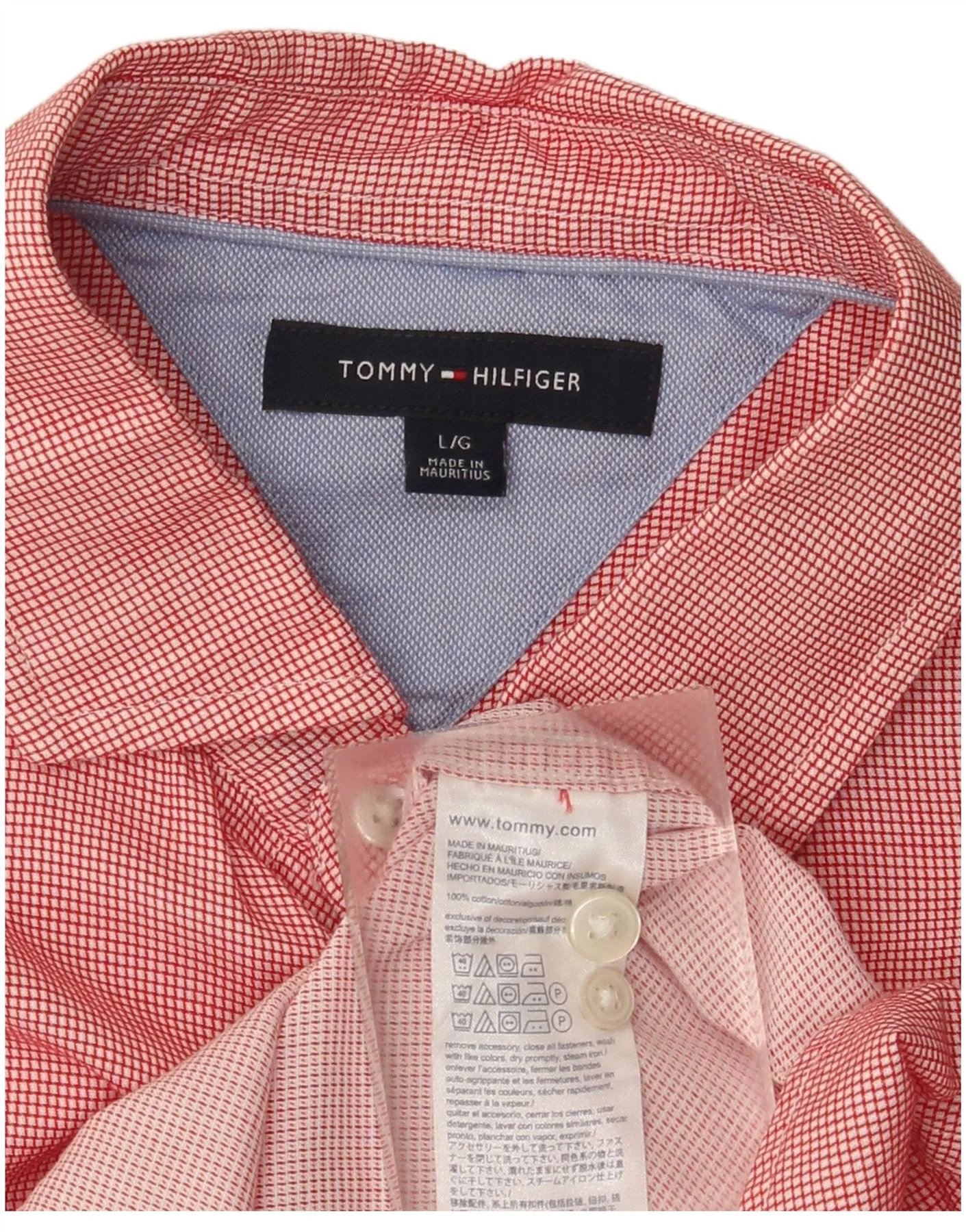 Tommy Hilfiger Mens Mauritius Shirt Large Red Check Cotton - Image 4