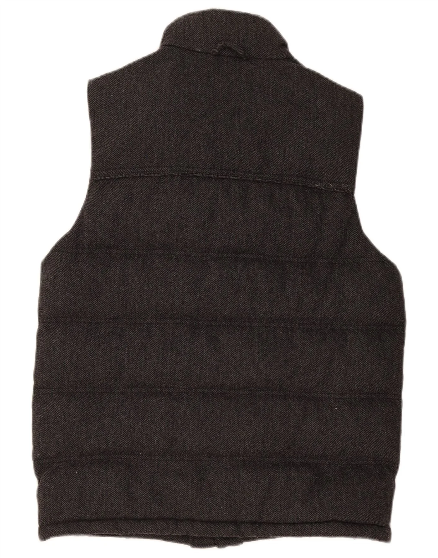 Tommy Hilfiger Mens Padded Gilet UK 34 XS Grey Herringbone Wool - Image 2