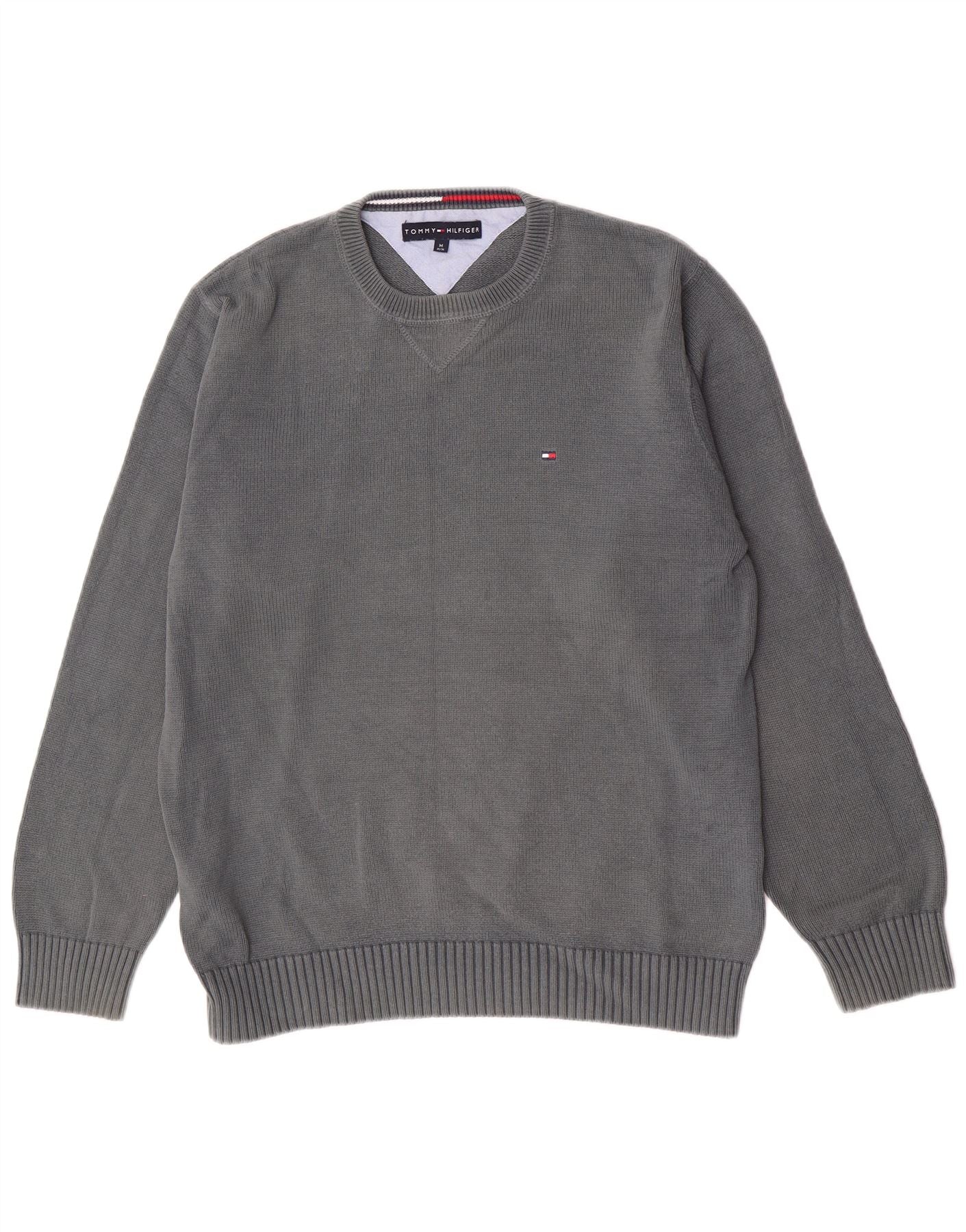 Tommy Hilfiger Mens Regular Fit Crew Neck Jumper Sweater Medium Grey Cotton