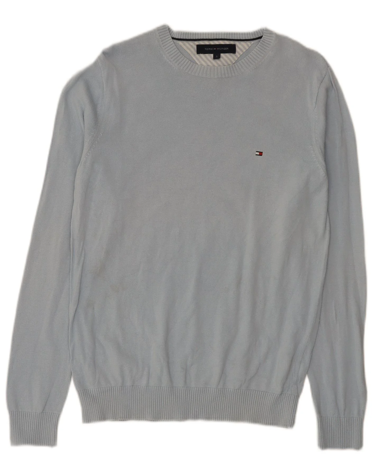 Tommy Hilfiger Mens Regular Fit Crew Neck Jumper Sweater Small Blue Cotton