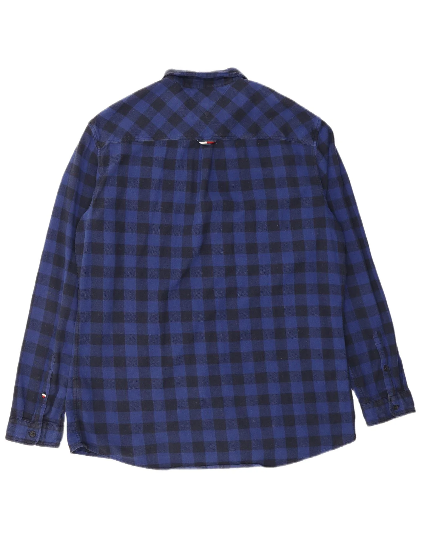 Tommy Hilfiger Mens Regular Fit Flannel Shirt 2XL Navy Blue Gingham Cotton - Image 2